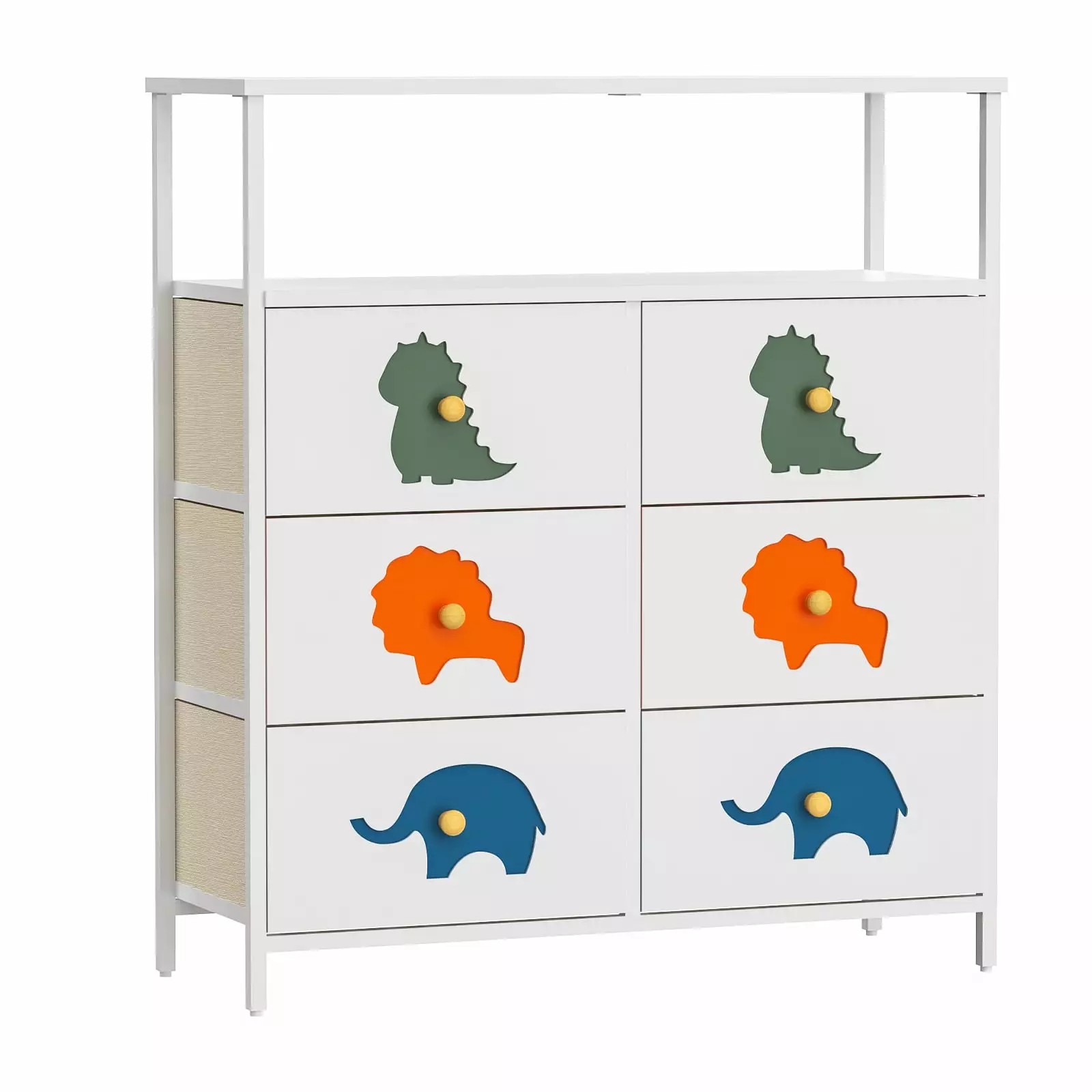 FRAPOW Kids Dresser 6 Drawers White Baby Dresser Child Bedroom