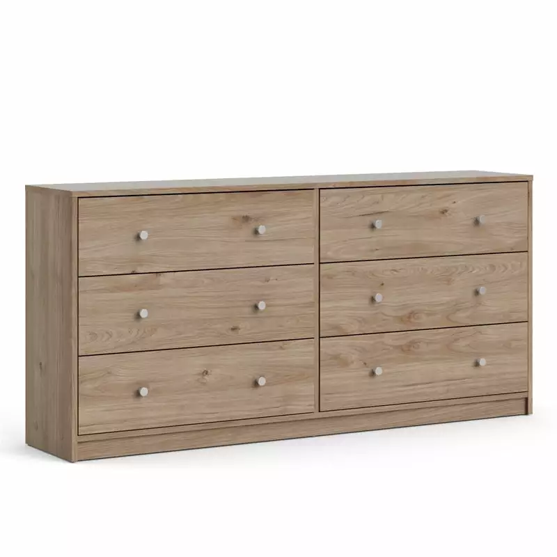 Pemberly Row Contemporary 6 Drawer Double Dresser Jackson Hickory
