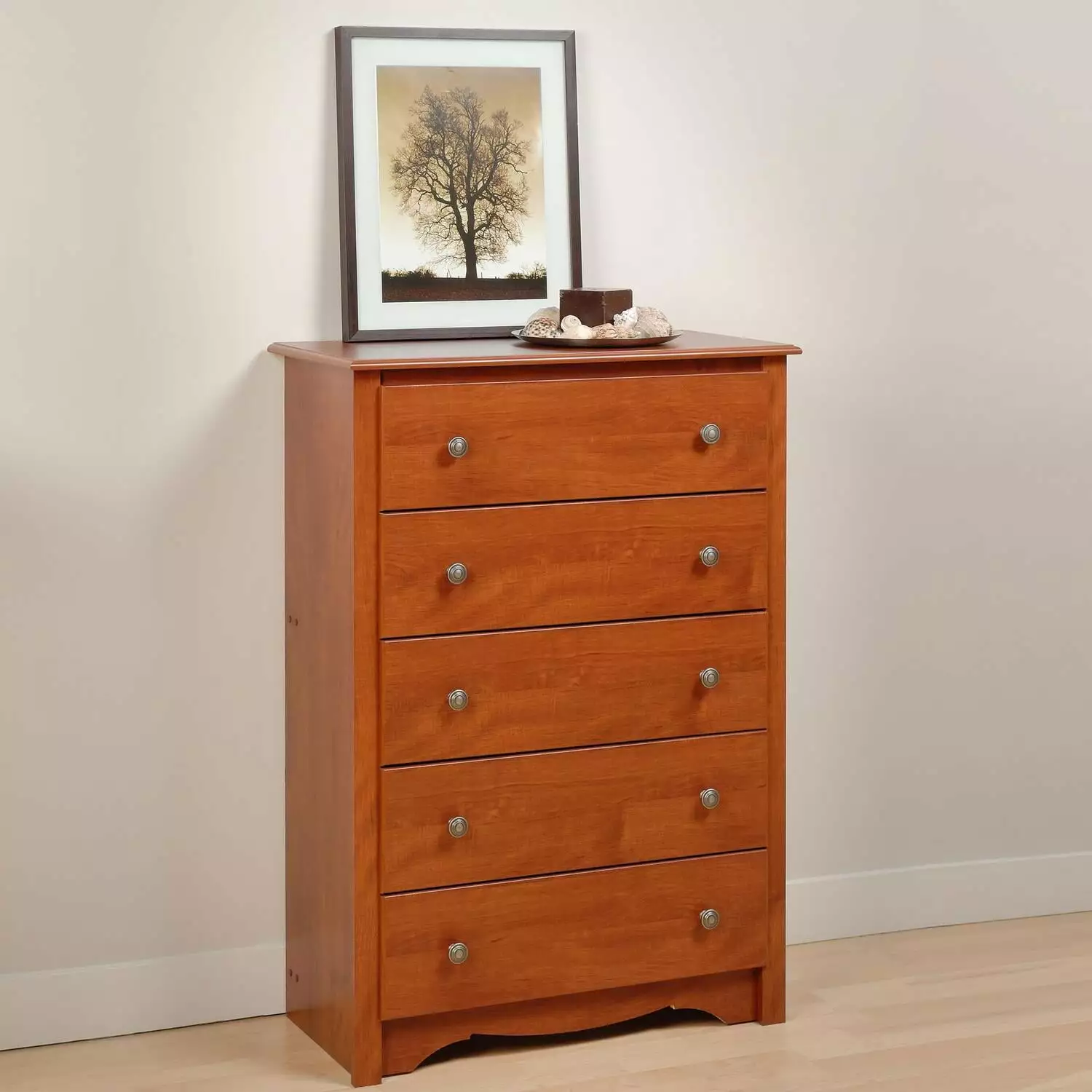 Prepac Monterey 5 Drawer Chest Cherry Finish PREPAC RTA STORAGE & FURNITURE