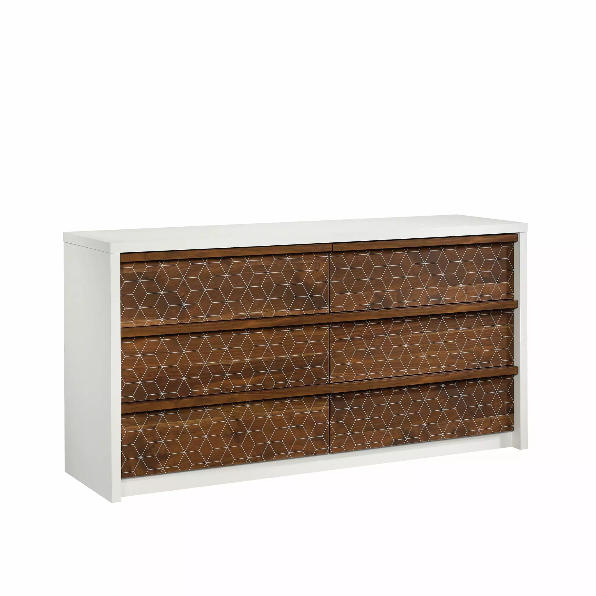 Sauder Harvey Park Dresser Soft White Finish 6 Drawer Bedroom Storage Furniture