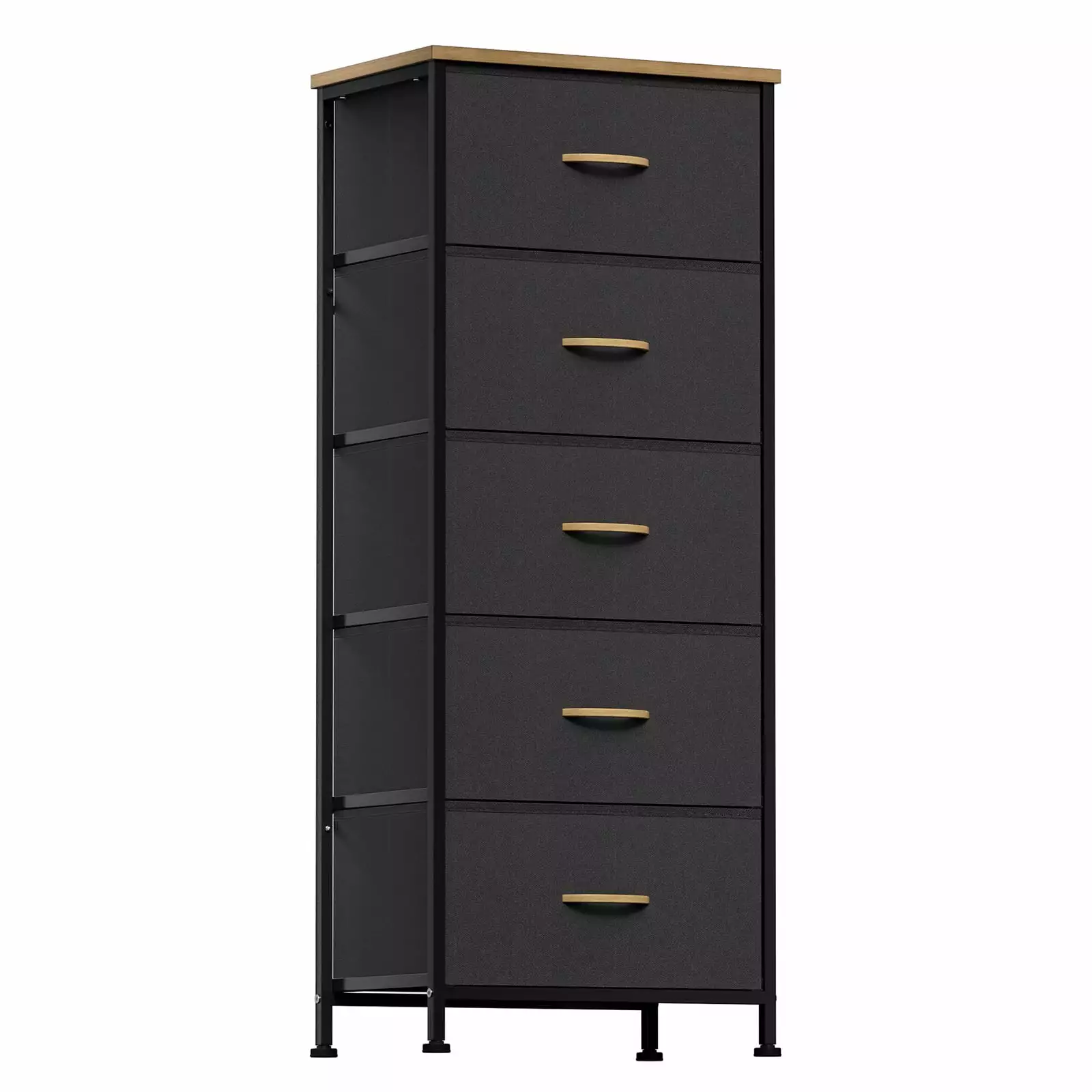 YILQQPER 5 Drawer Tall Dresser Fabric Metal Frame and Wood Top Bedroom