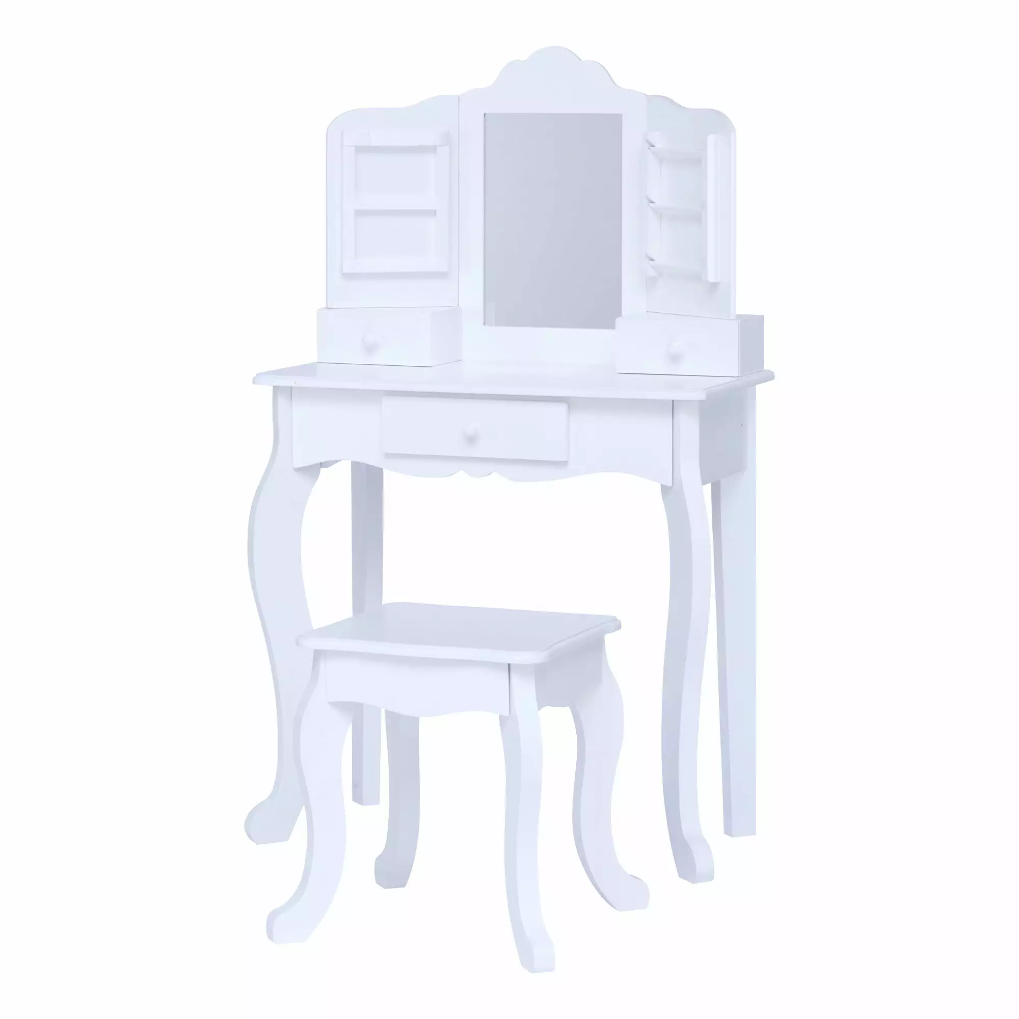Little Princess Anna Kids Vanity Table and Stool Set White Dressing Table Girls Fantasy Fields