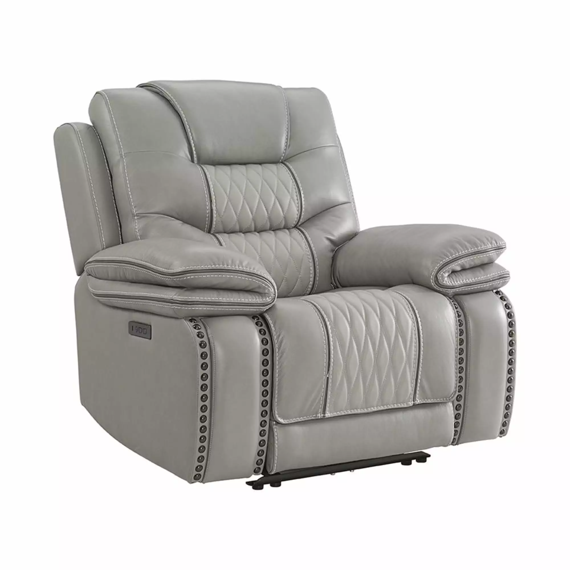 Intercon Furniture Cody Top Grain Leather Dual-Power Recliner Light Gray Modern Living Room Chair