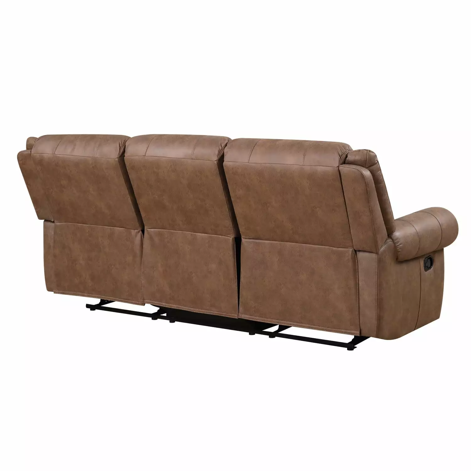 Wallace Bay Pruitt Weathered Brown 87 Reclining Sofa Dual Recliners Nailhead Trim and Pillow Back Wallace & Bay