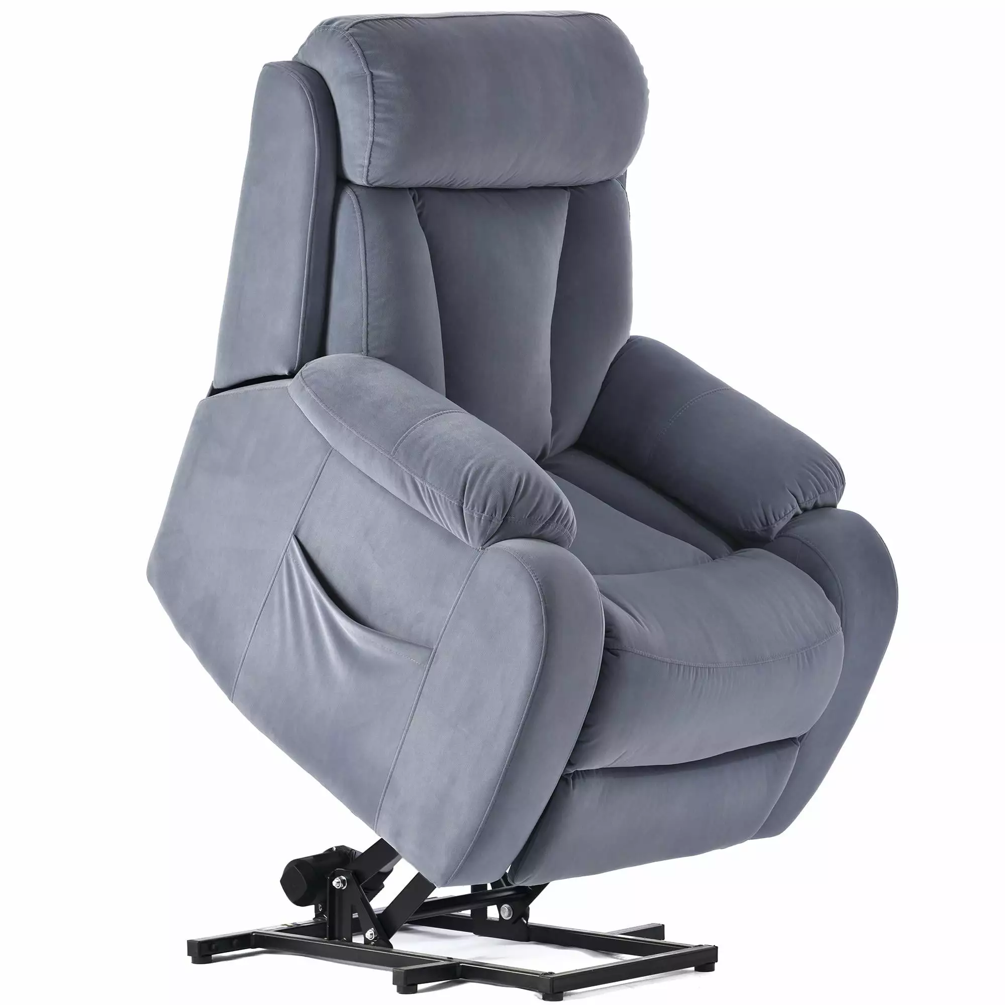 CCCCCAOLI Elderly Power Lift Chair Recliner Dusty Blue Australia Cashmere Fabric Seniors
