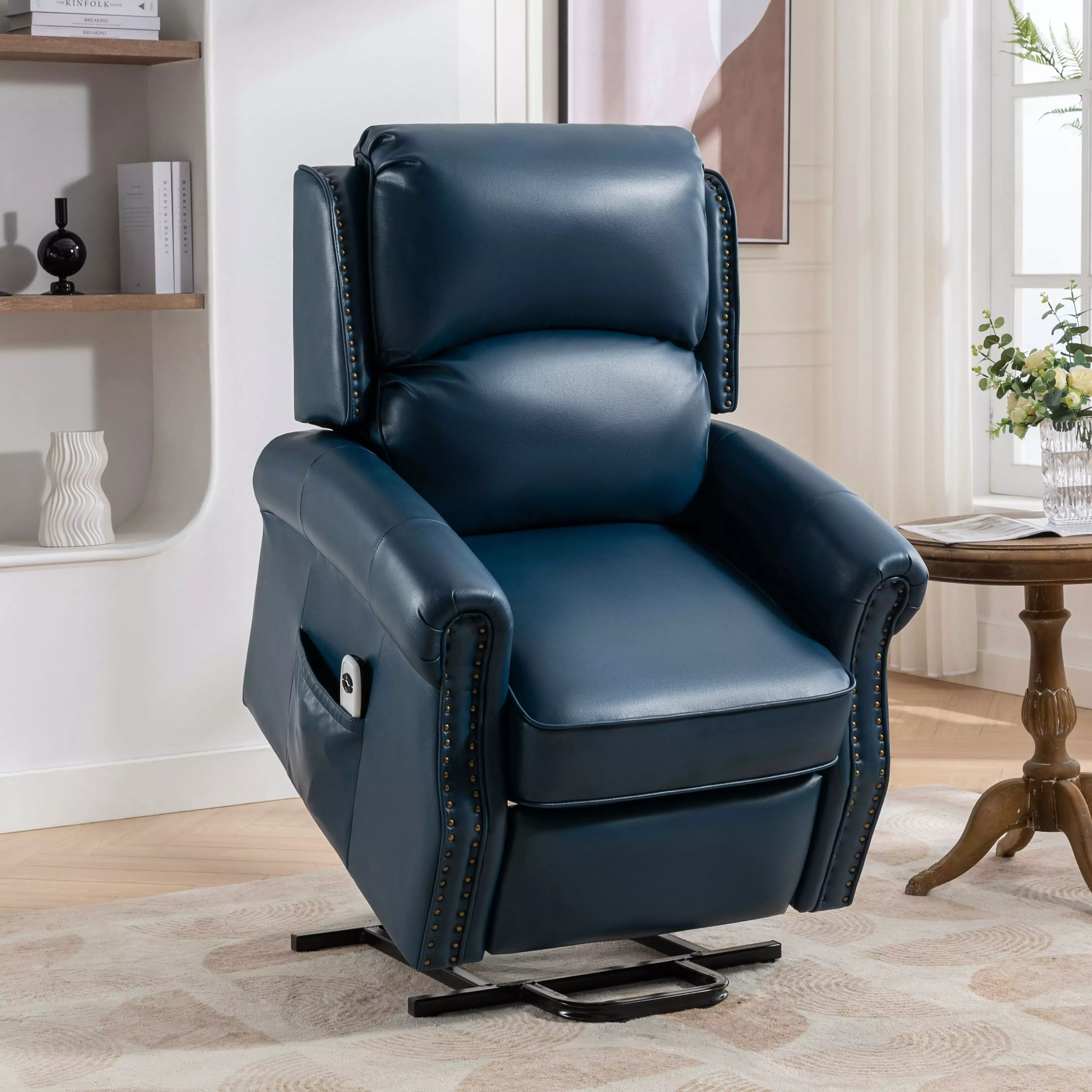 DeeHome Lehboson Electric Power Lift Recliner Chair Elderly Navy Blue