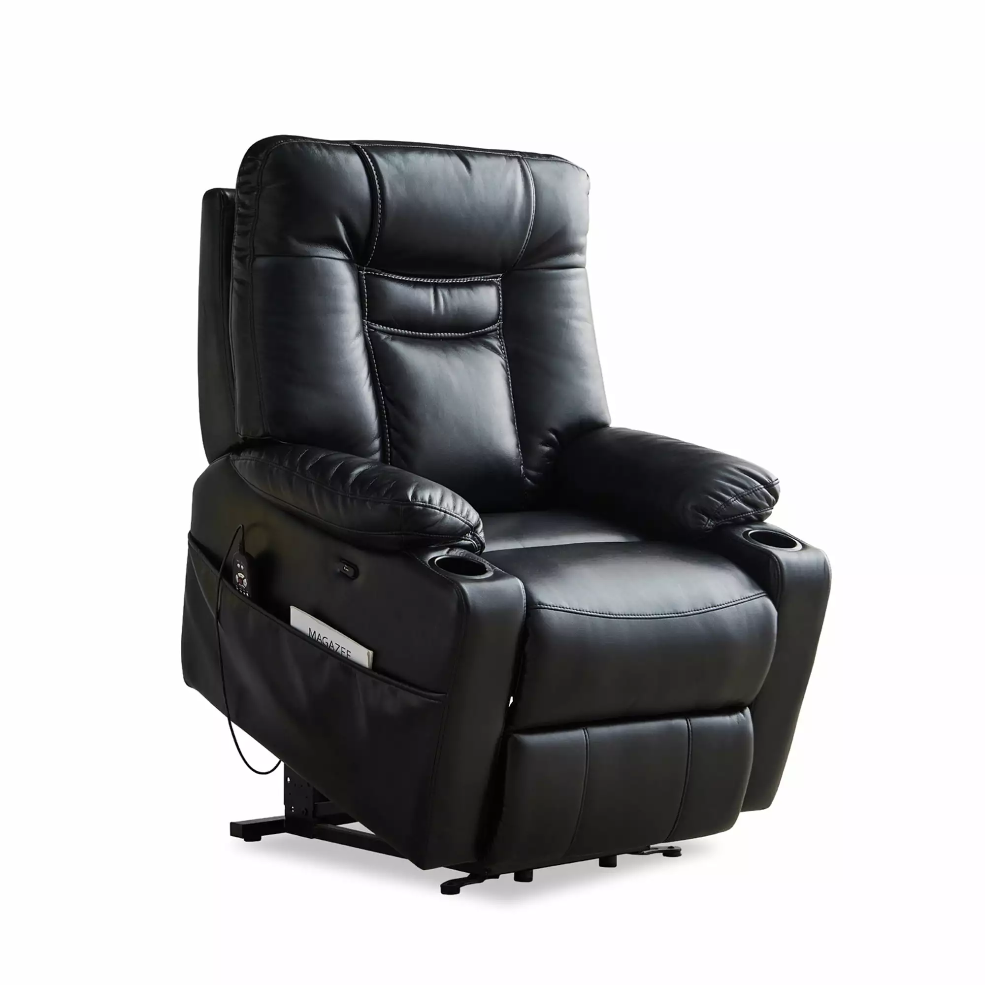 Large Size Electric Power Lift Recliner Chair Elderly Cozy Fabric Overstuffed Arm LUXMOD