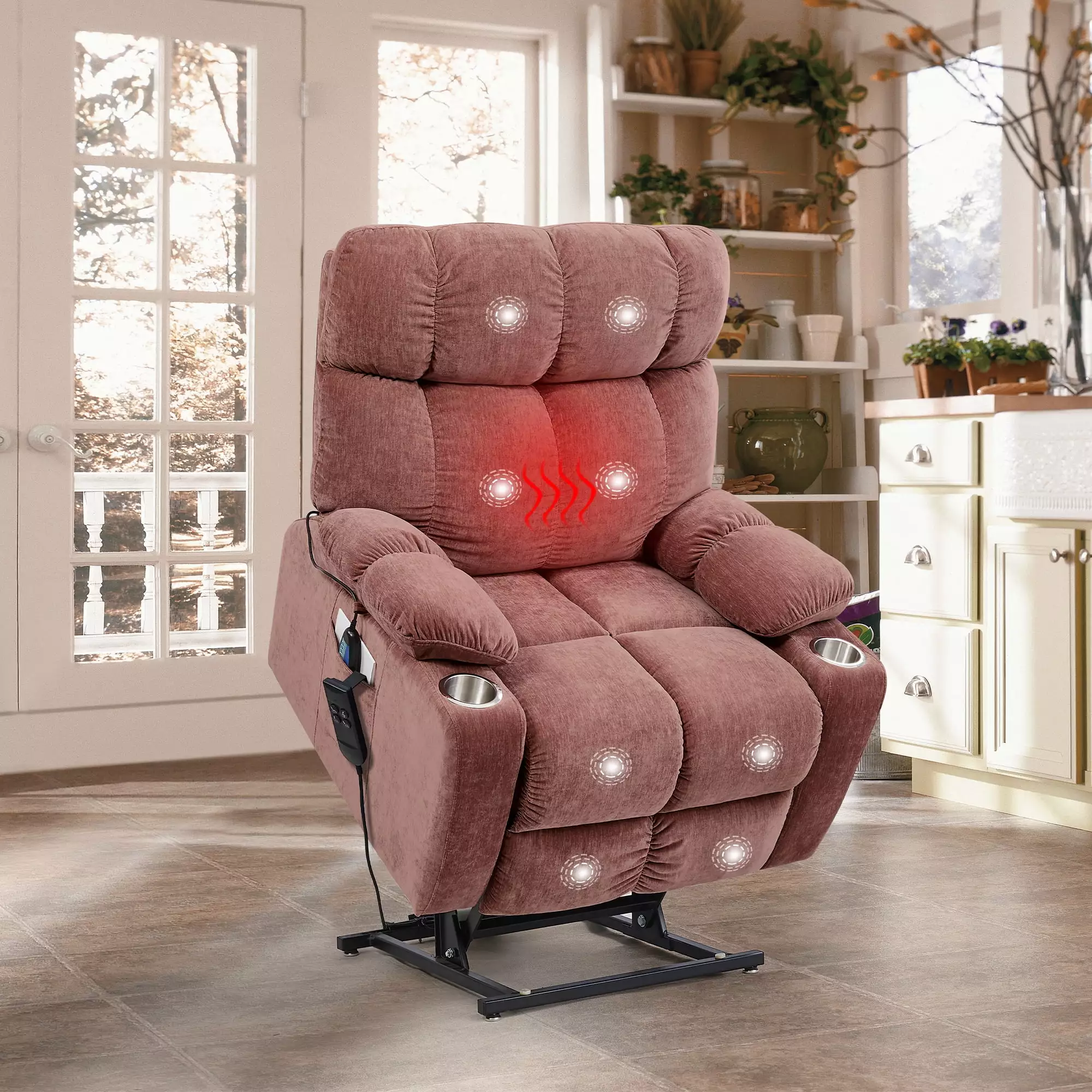 Liyasi Dual OKIN Motor Power Lift Recliner Chair Elderly Heat Massage and 180° Lay Flat Wobythan