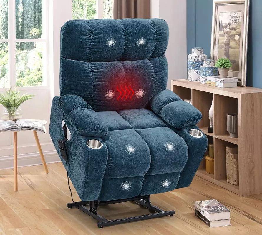 Liyasi Dual OKIN Motor Power Lift Recliner Chair Elderly Infinite Position Lay Flat 180° Recliner Heat Massage Wobythan