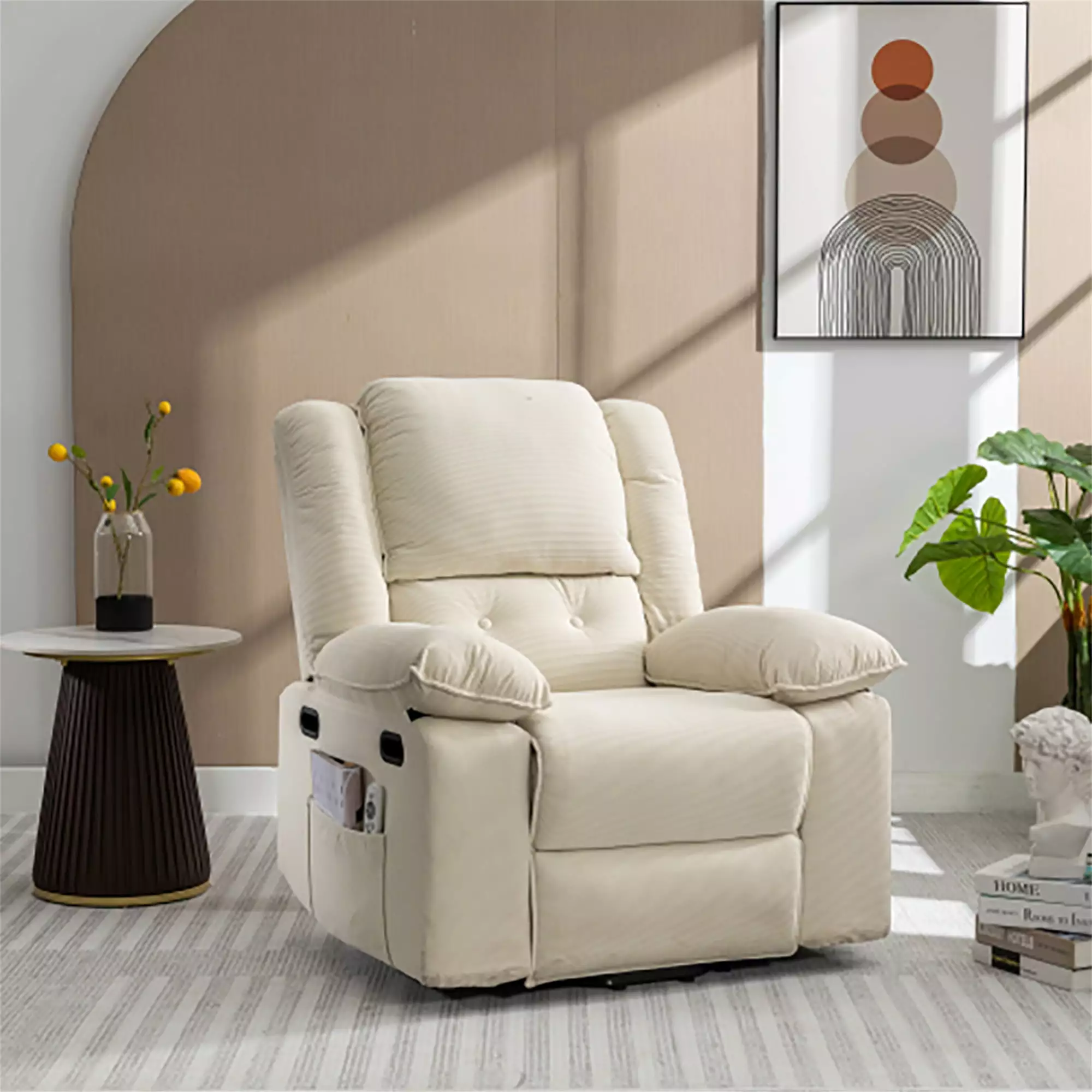 Canddidliike Power Lift Recliner Chair Massage and Heat Elderly Beige