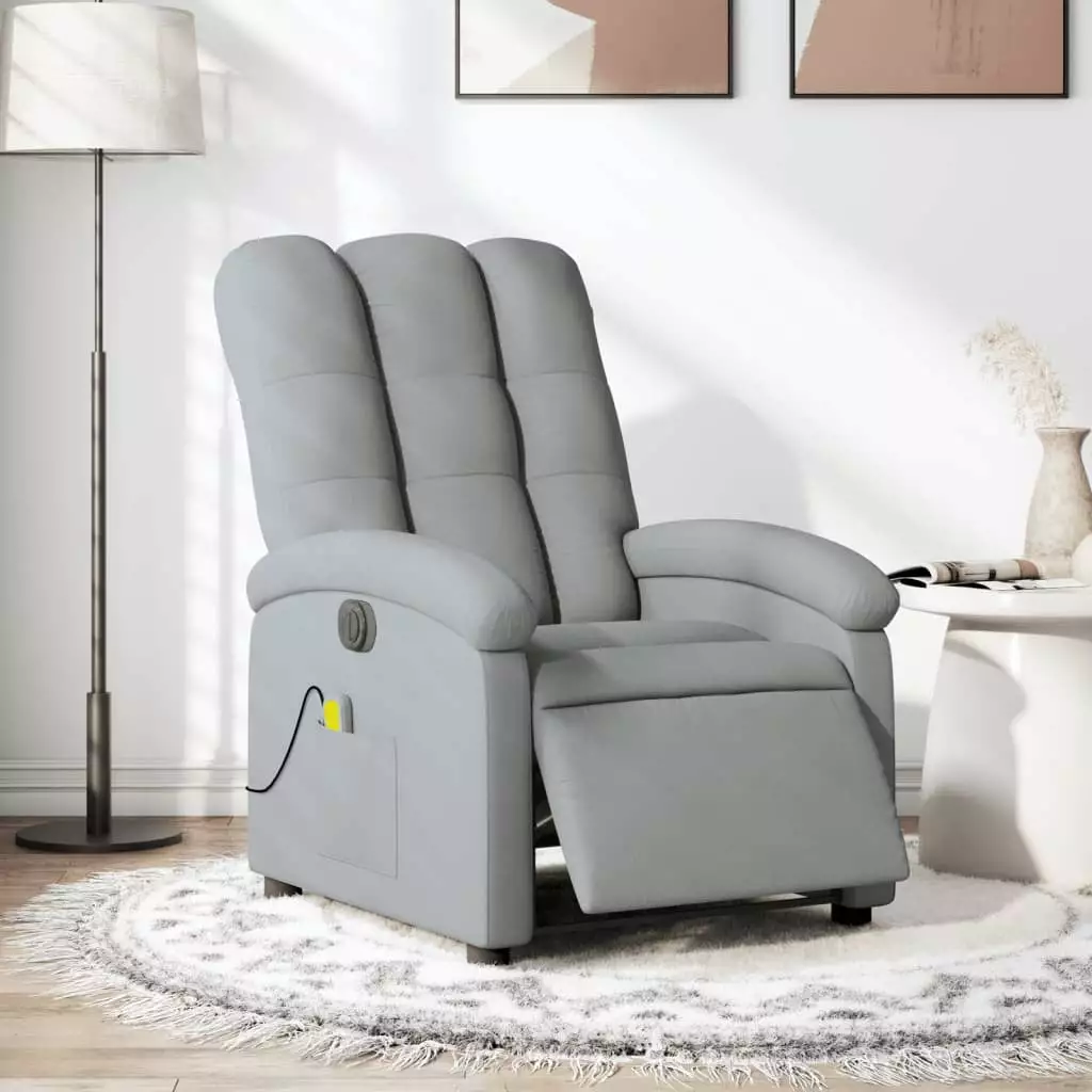 vidaXL Electric Massage Recliner Chair - Light Gray Fabric Ultimate Relaxation