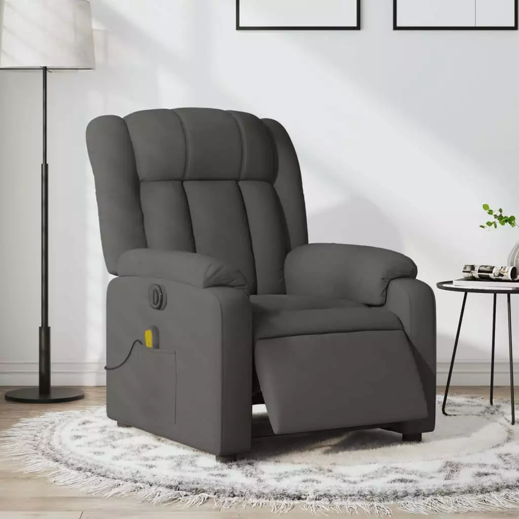 vidaXL Electric Massage Recliner Chair Dark Gray Fabric Multiple Functions