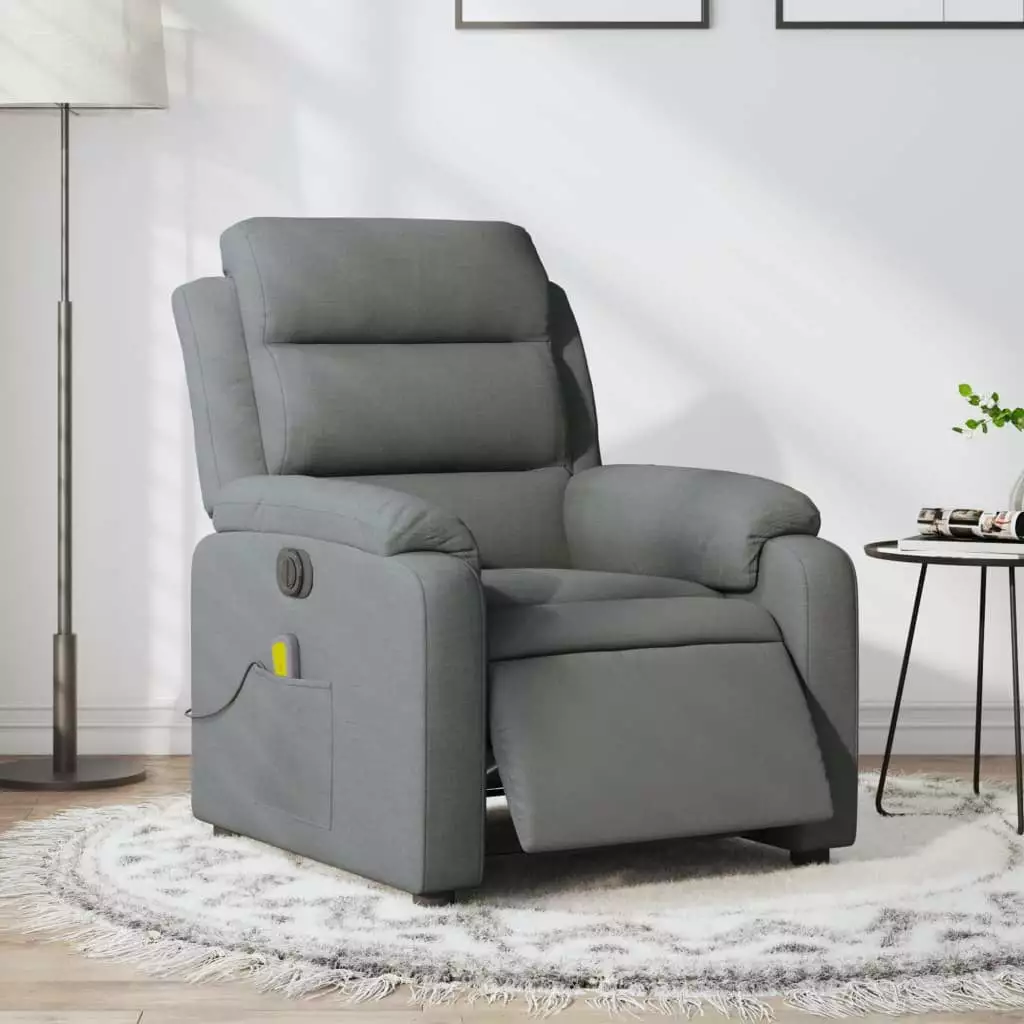 vidaXL Electric Massage Recliner Chair Dark Gray Fabric Multiple Functions