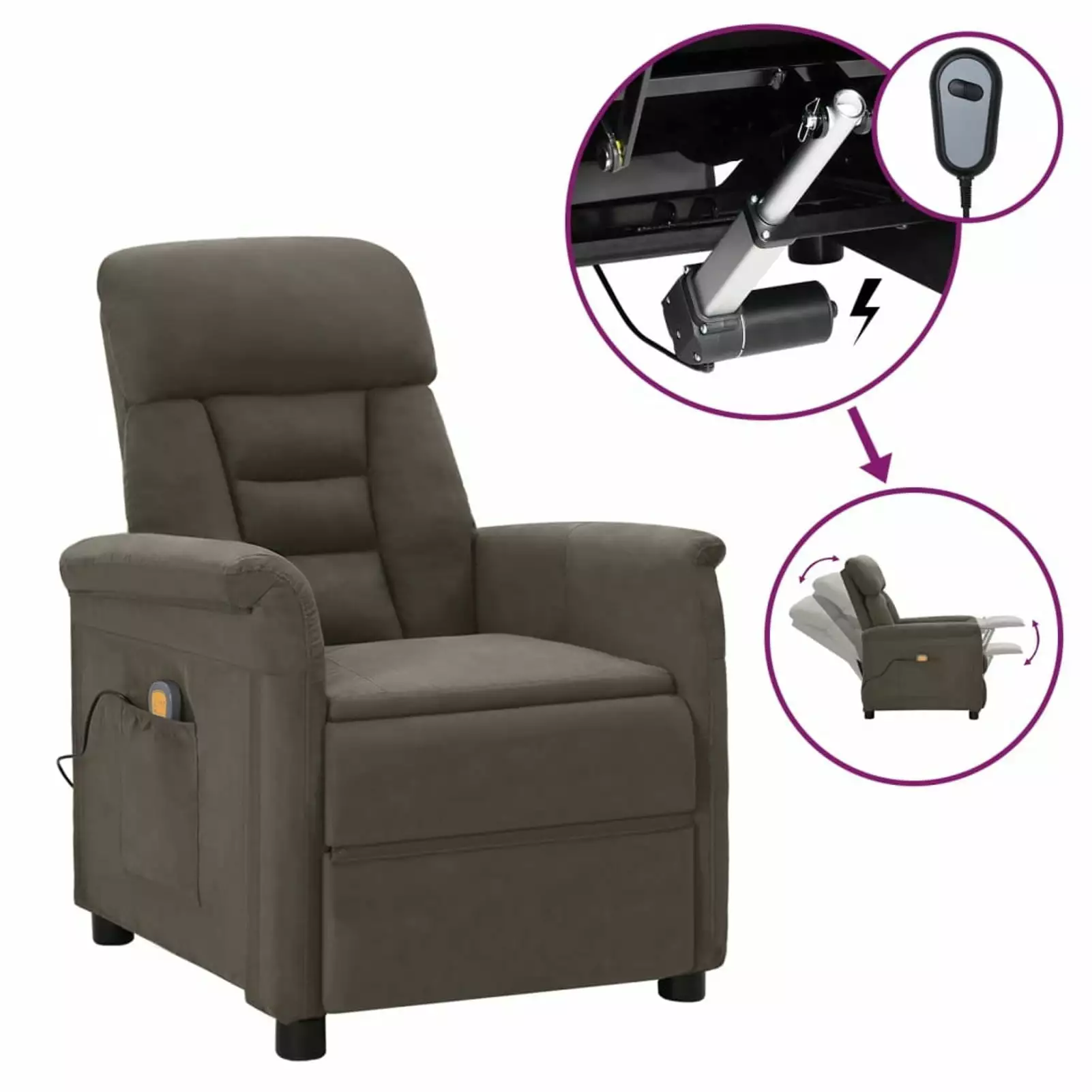 Aibecy Electric Massage Recliner Dark Gray Faux Leather Modern Design