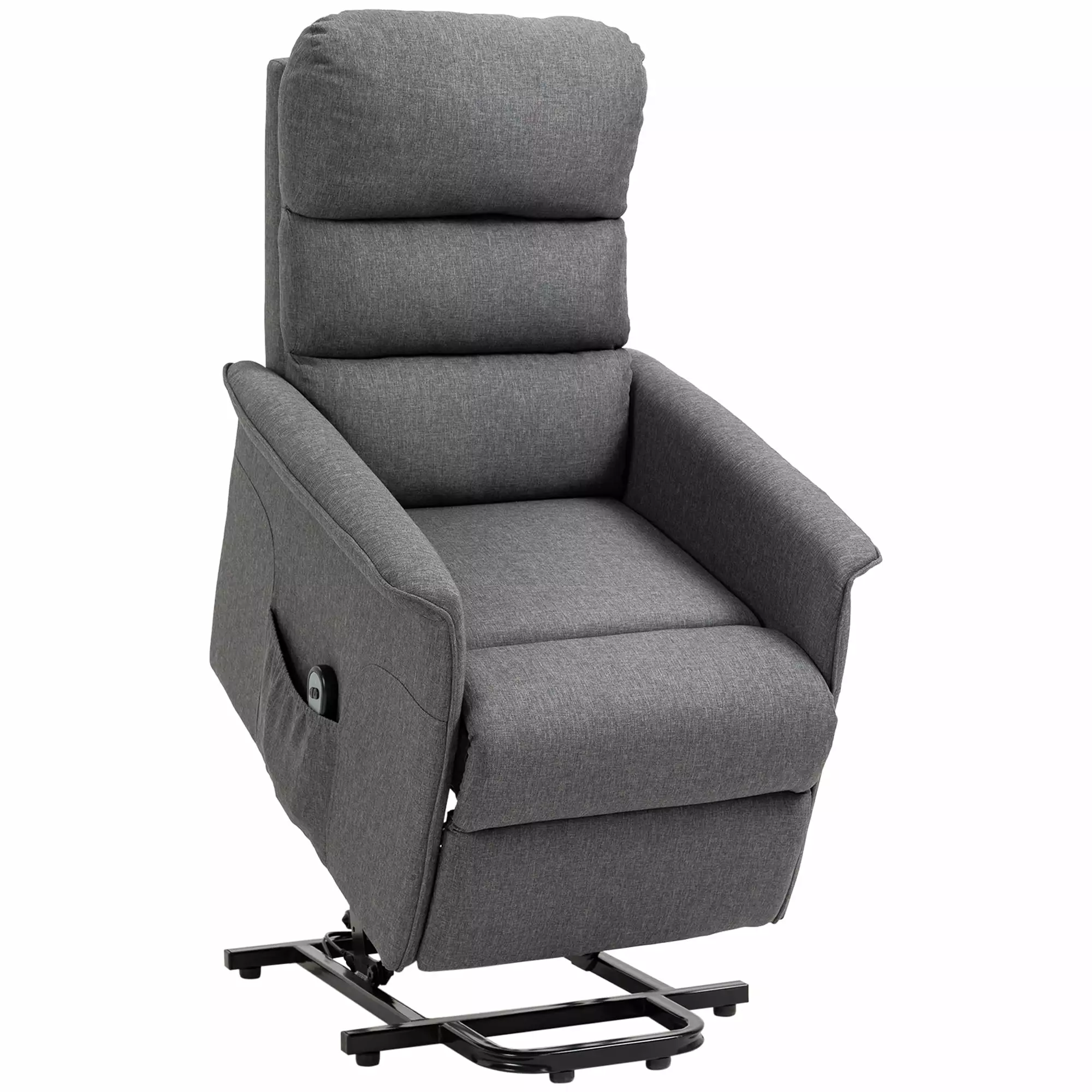 CoSoTower Electric Power Lift Recliner Chair Elderly Remote Control and Side Pockets Gray Fabric