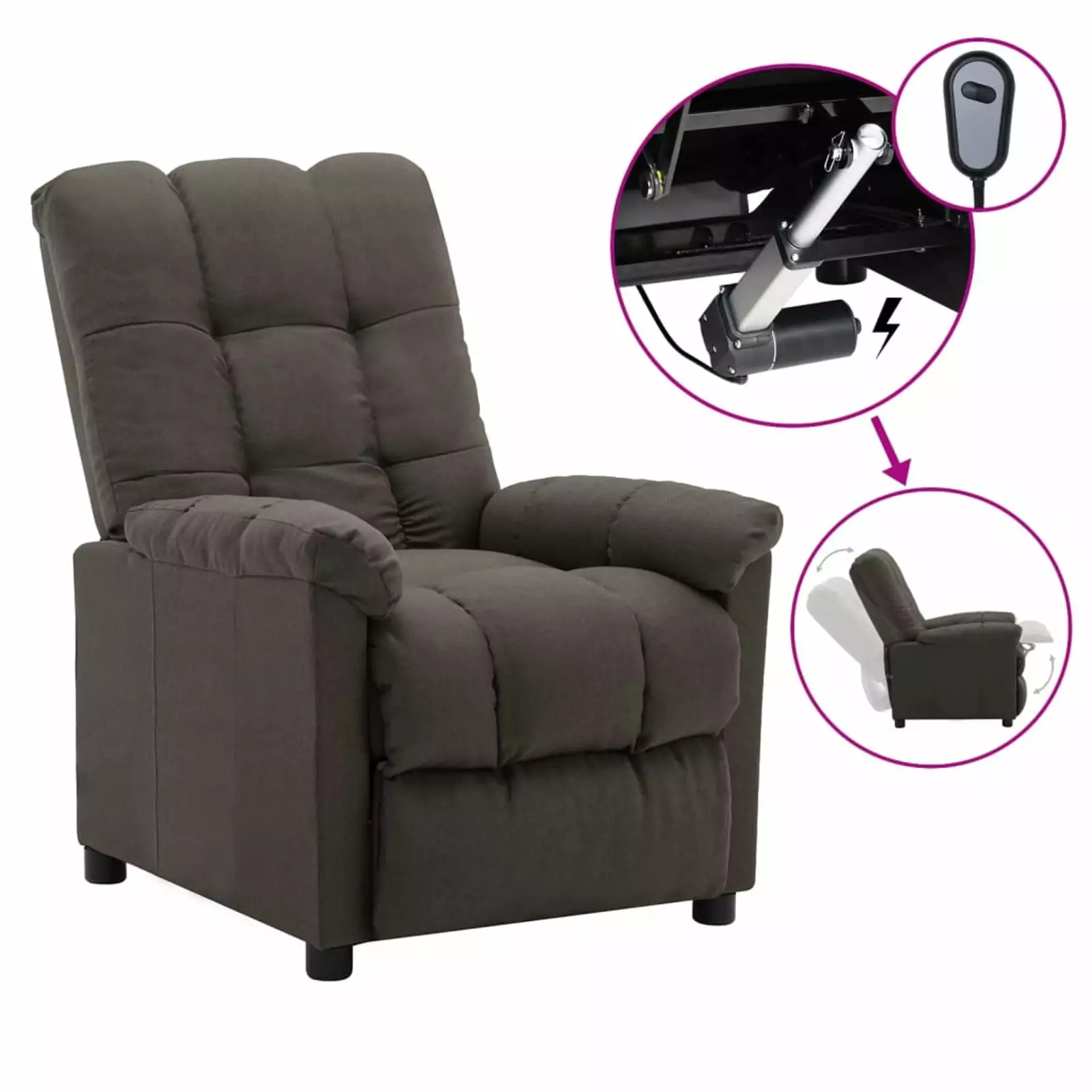 Electric Recliner Chair Taupe Fabric Adjustable Footrest Dcenta