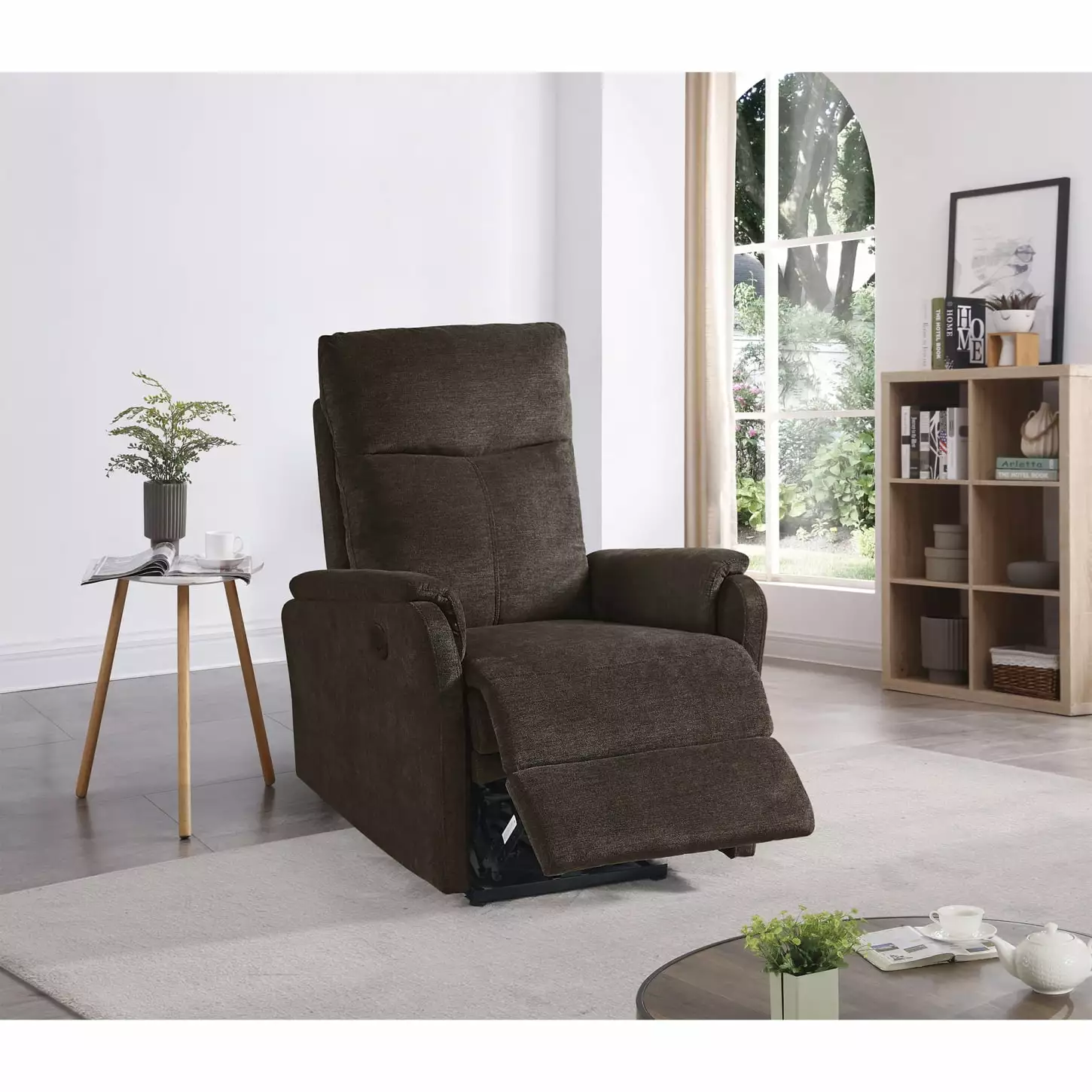 Premium Dark Brown Electric Recliner Chair Power-Controlled Adjustability Living Room HATNOKIL