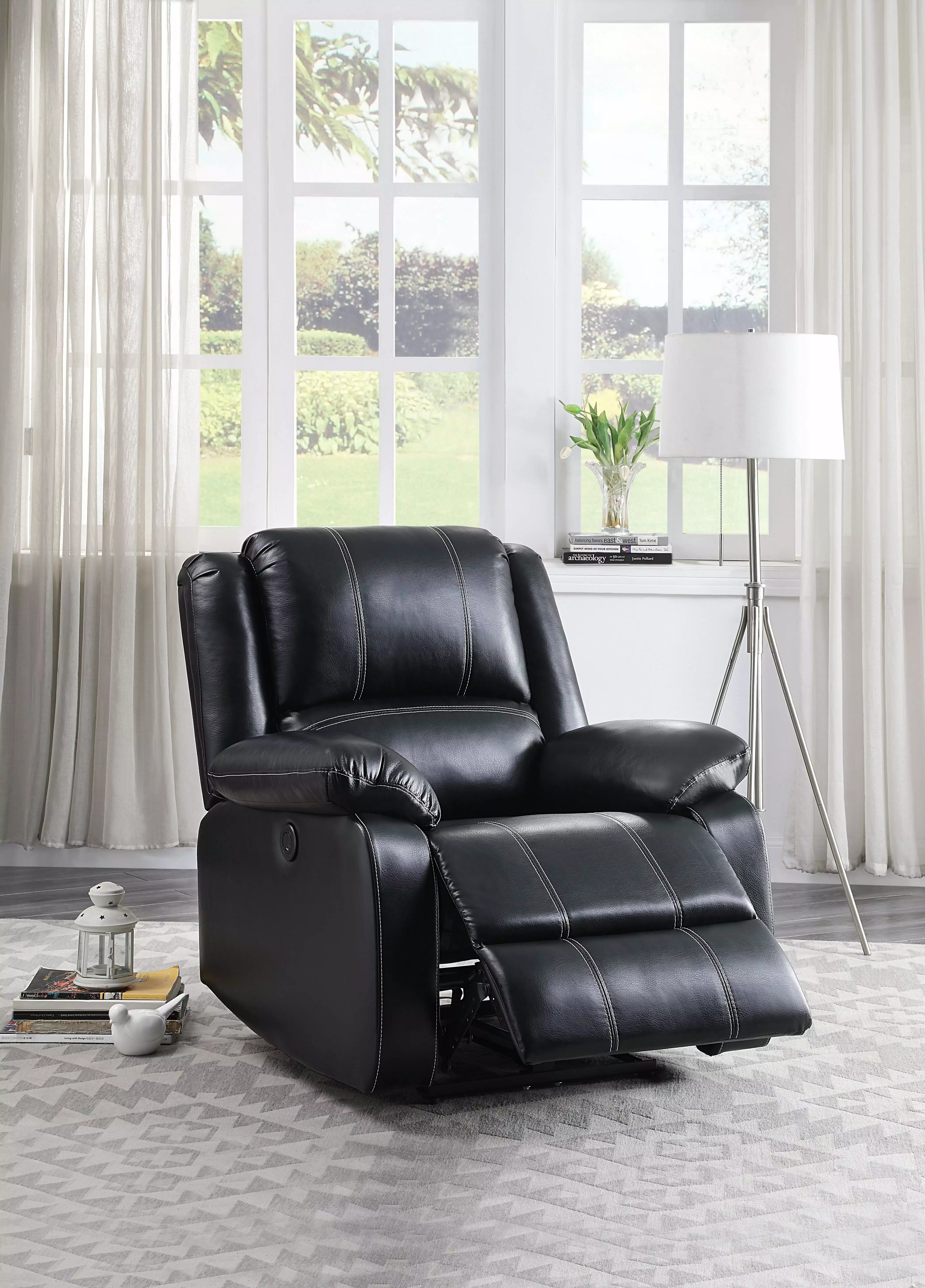 Homiyad Power Recliner Black PU Living Room Electric Reclining Chair