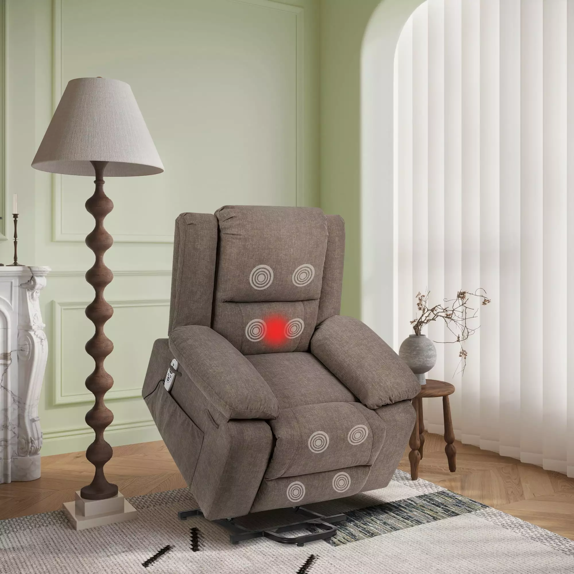 Electric Power Recliner Chair Massage Elderly Brown Remote Control Jamini