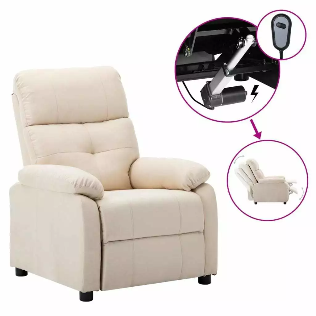 LANTRO JS Electric Recliner Chair Cream Fabric Comfortable Living