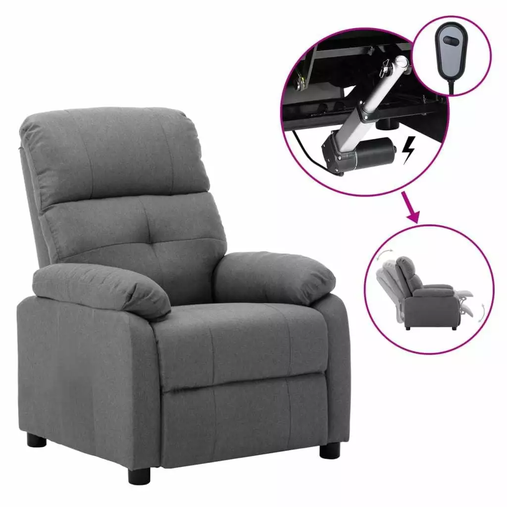 LANTRO JS Electric Recliner Chair Light Gray Fabric