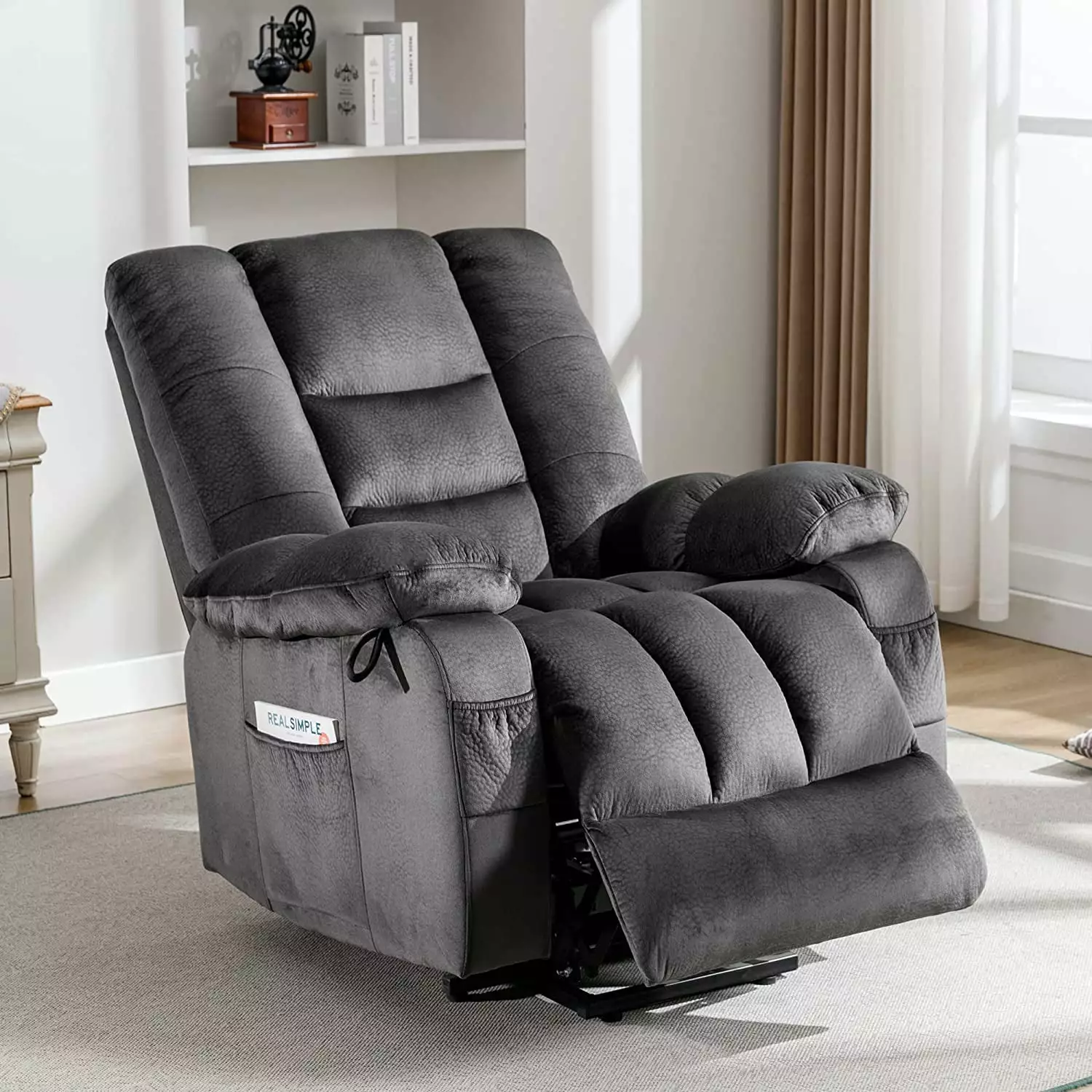 Large Power Lift Recliner Chair Massage Heat Overstuffed Electric Recliner Sofa Extended Footrest USB Ports LVUYOYO