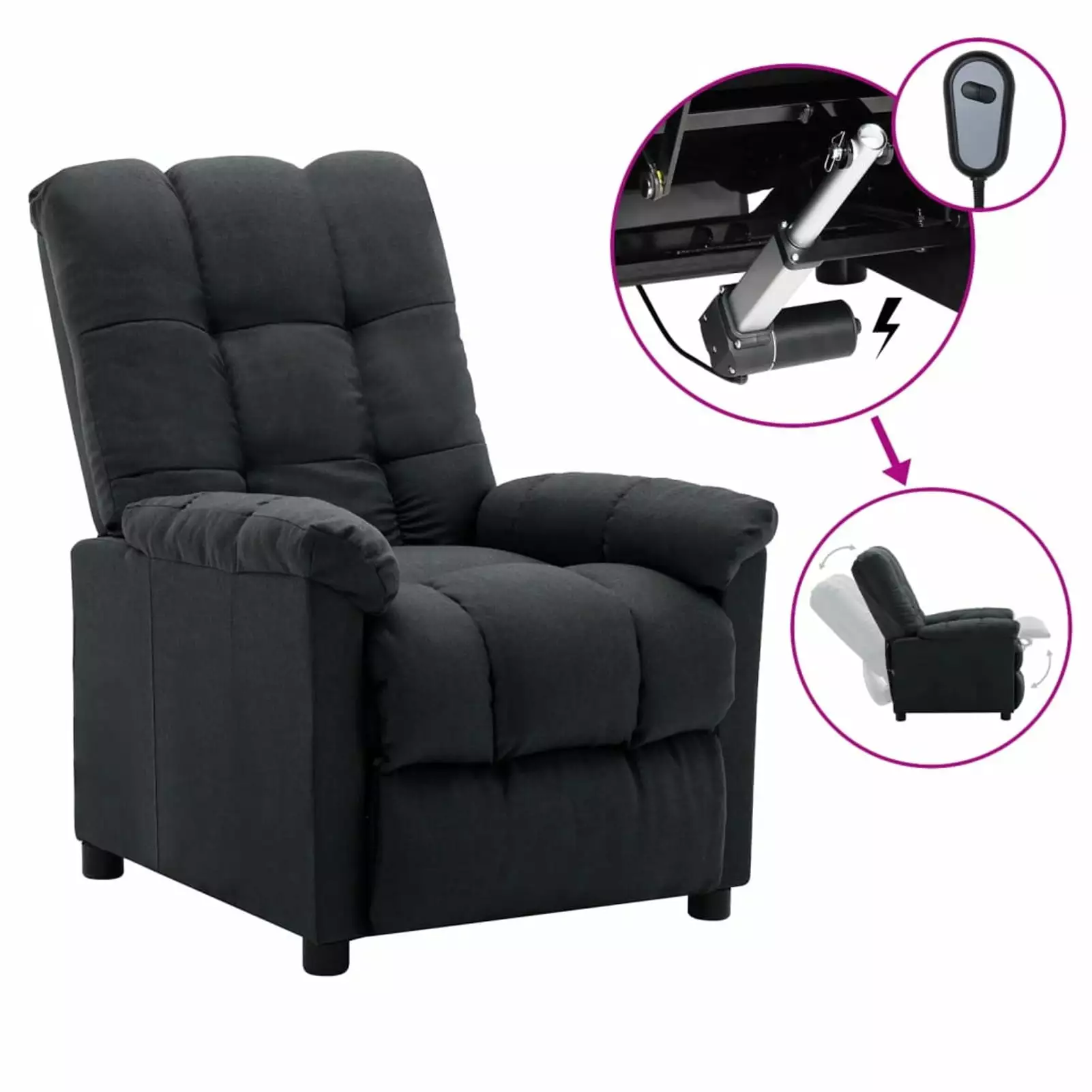 Electric Recliner Chair Dark Gray Fabric Adjustable Footrest Maboto
