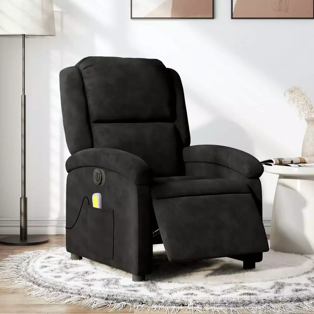 vidaXL Electric Massage Recliner Chair Black Velvet Premium