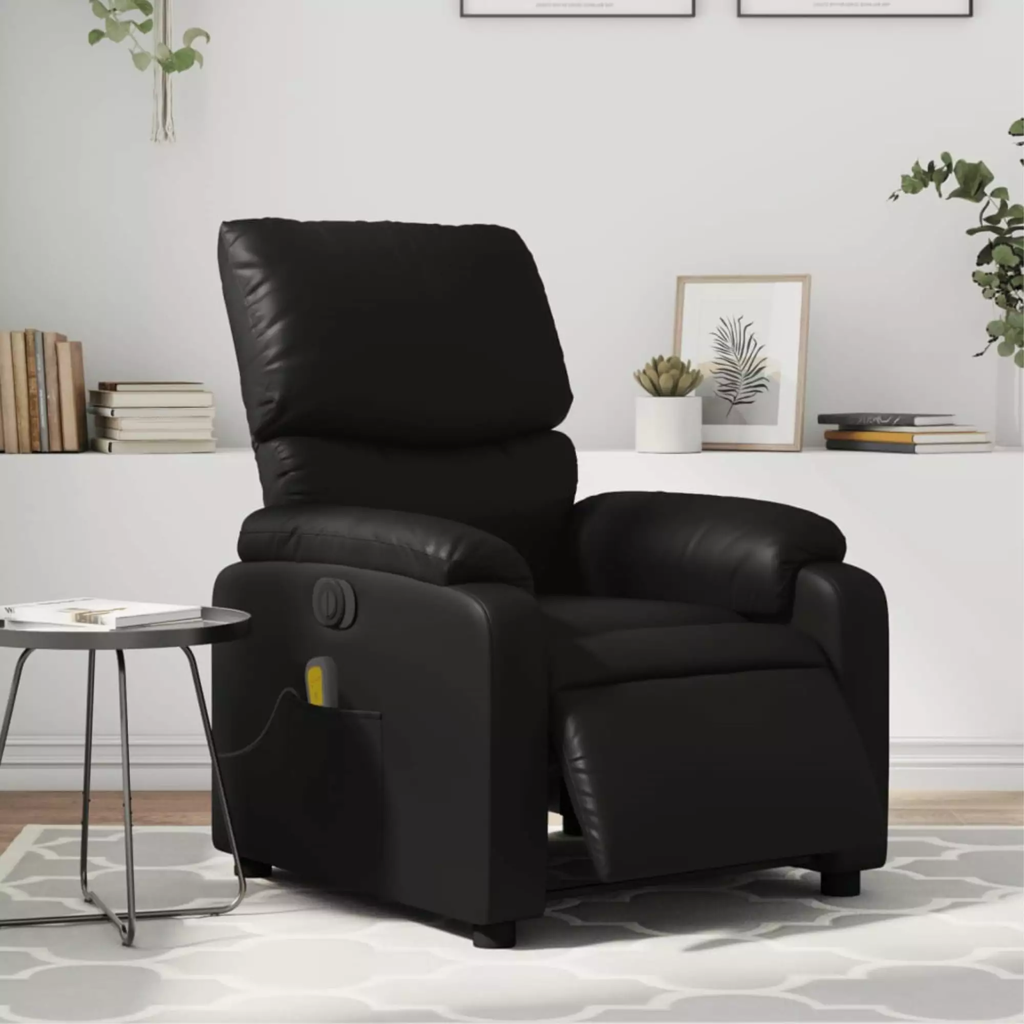 vidaXL Electric Massage Recliner Chair Black Faux Leather Remote Control