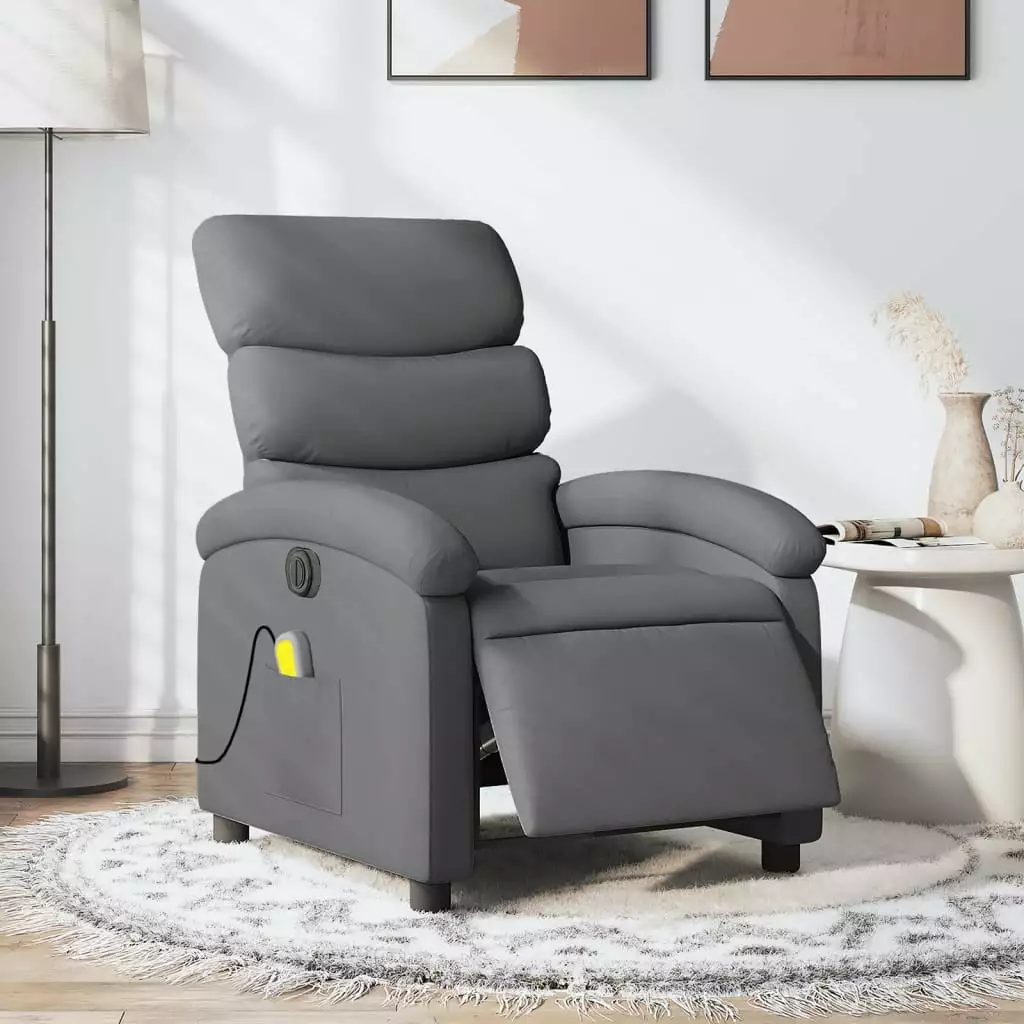 vidaXL Electric Massage Recliner Chair Dark Gray Fabric Comfortable Power Recliner