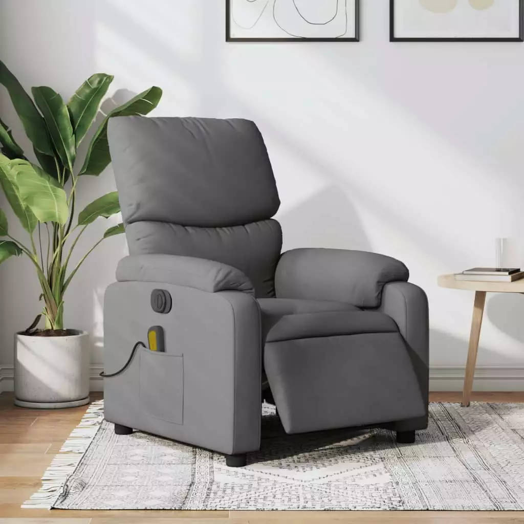 vidaXL Electric Massage Recliner Chair Dark Gray Fabric Remote Control