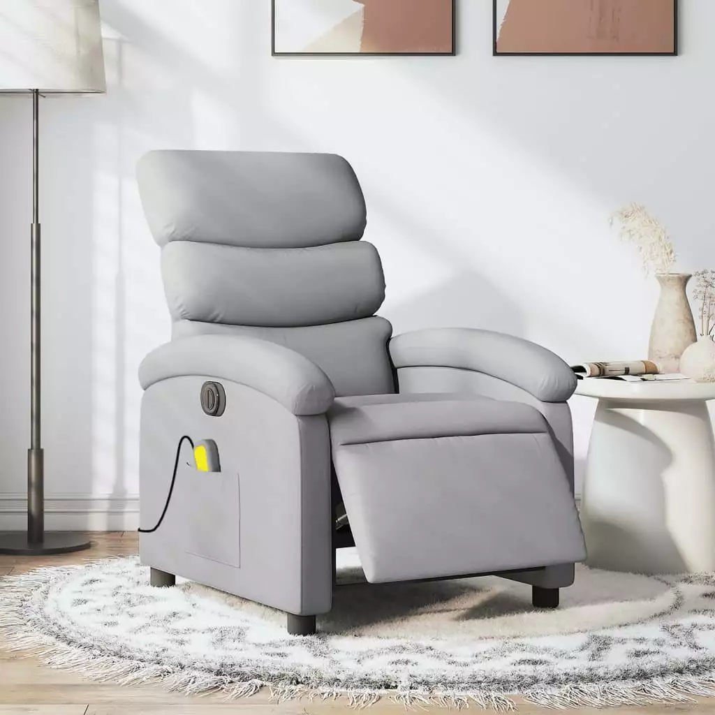 vidaXL Electric Massage Recliner Chair Light Gray Fabric Comfortable Lounge Chair