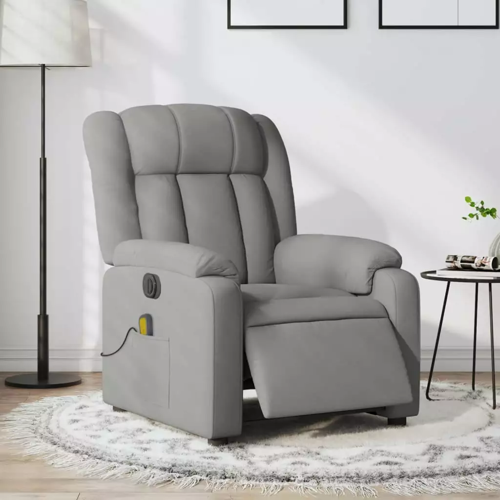 vidaXL Electric Massage Recliner Chair Light Gray Fabric - Comfortable Lounge Chair