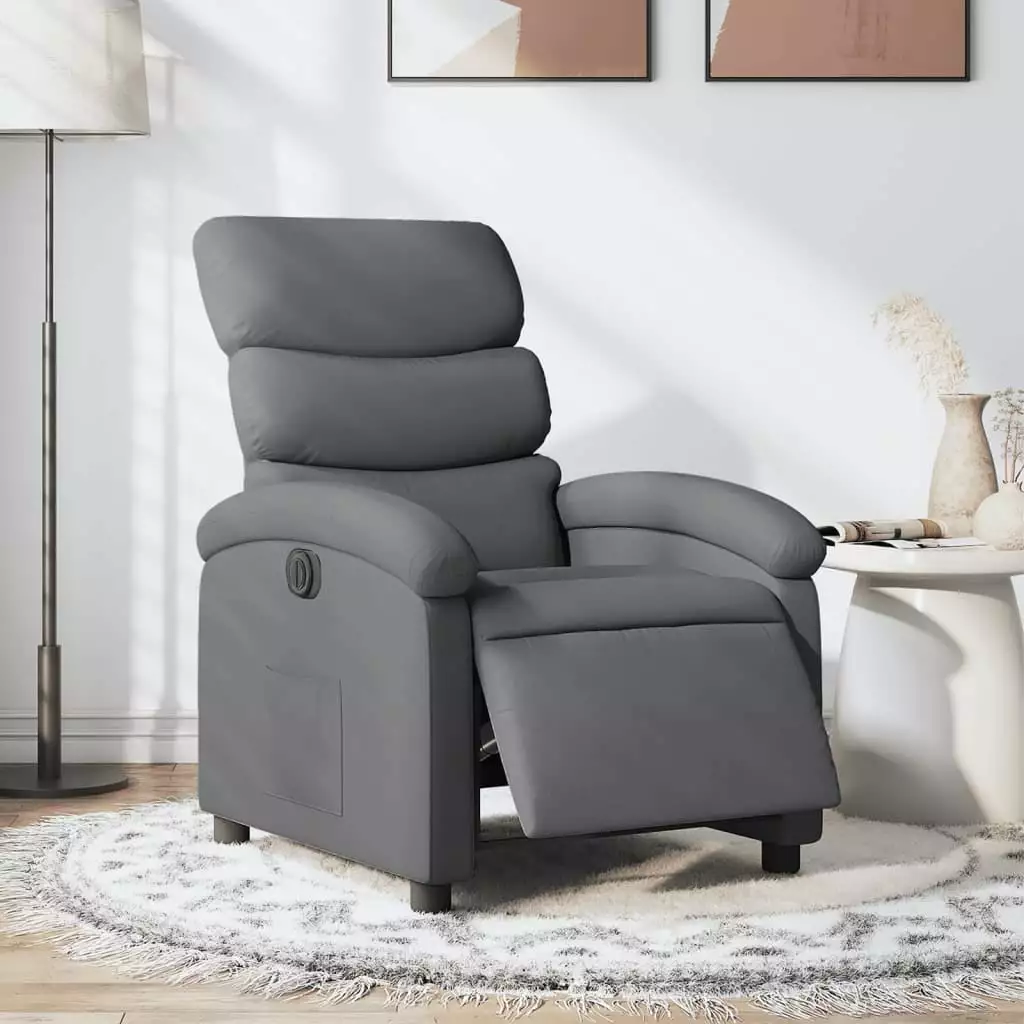 vidaXL Electric Recliner Chair Dark Gray Fabric Adjustable Backrest and Footrest