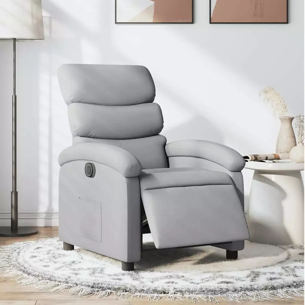 vidaXL Electric Recliner Chair Light Gray Fabric Adjustable Backrest and Footrest
