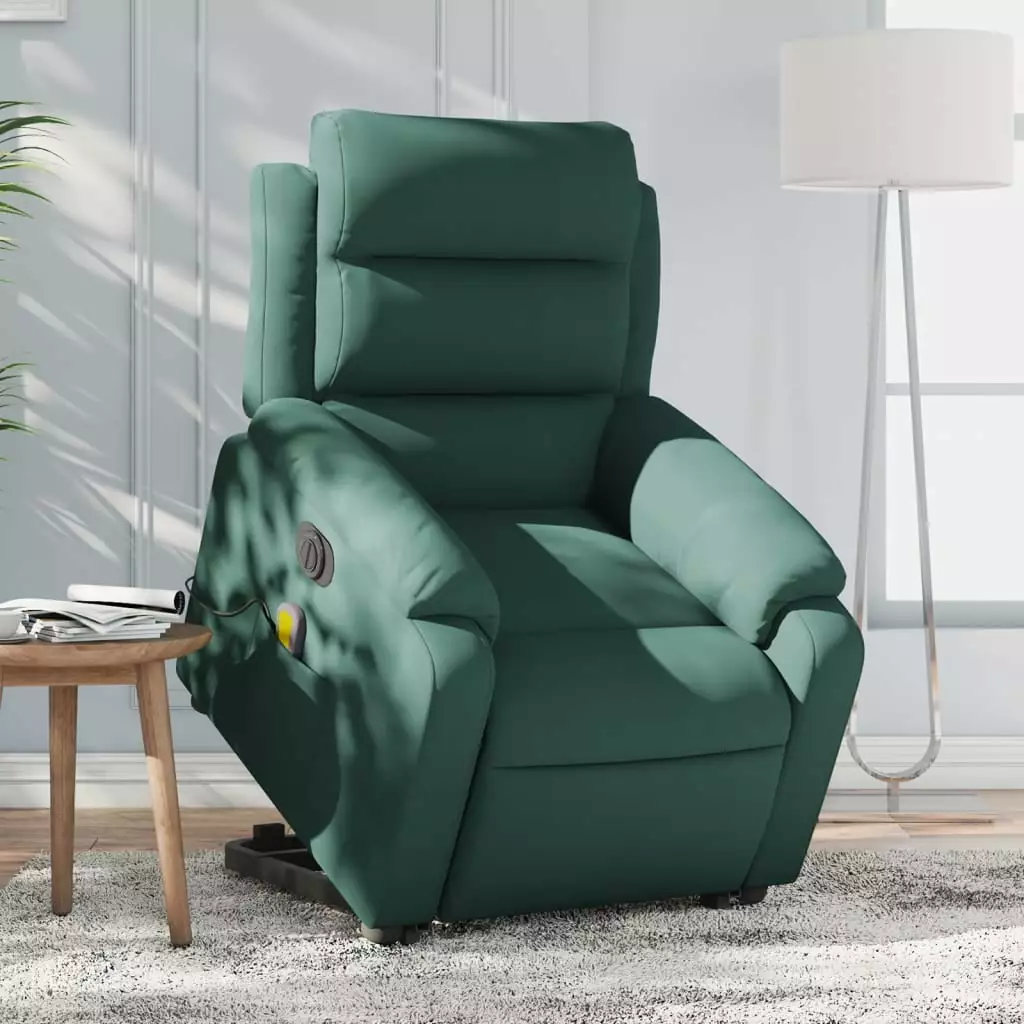 vidaXL Electric Stand up Massage Recliner Chair Dark Green Velvet Luxury Comfort