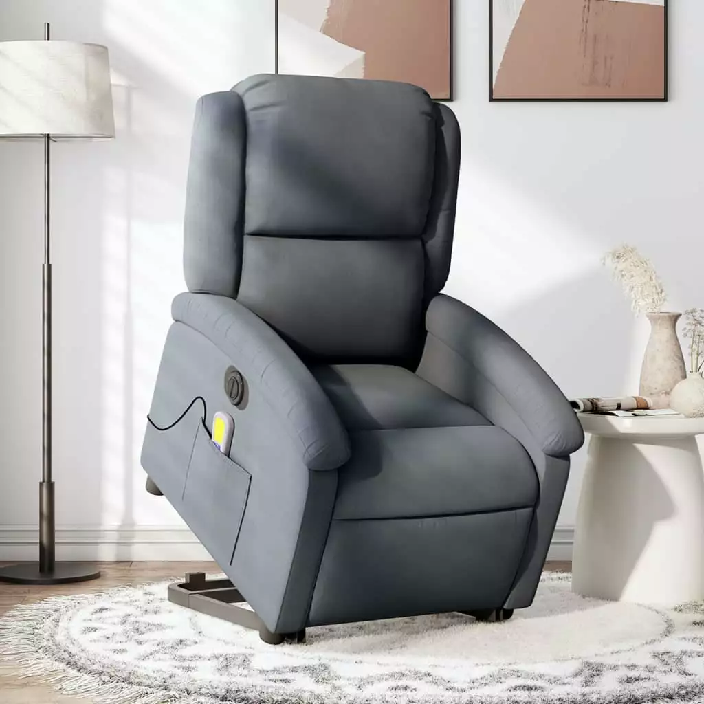 vidaXL Electric Stand Up Massage Recliner Chair Dark Gray Velvet Living Room