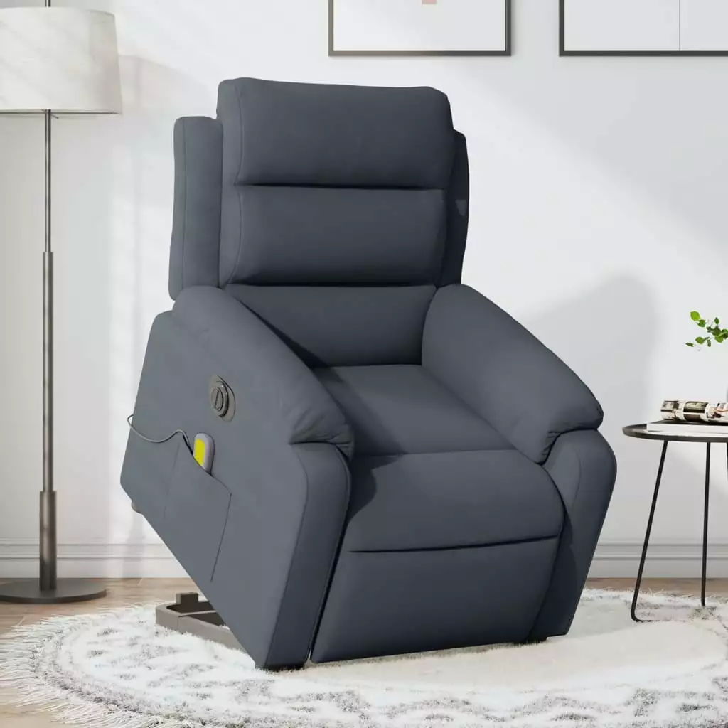 vidaXL Electric Stand up Massage Recliner Chair Dark Gray Velvet Remote Control
