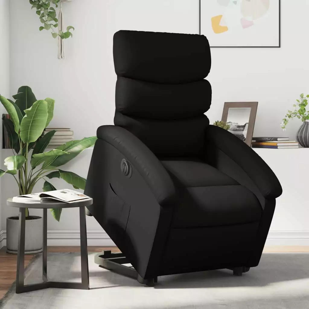 vidaXL Electric Stand up Recliner Chair Black Faux Leather Power Lift Recliner Elderly