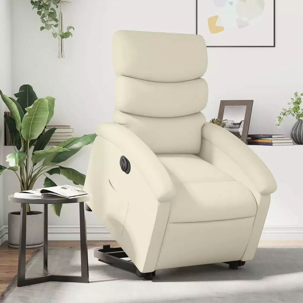 vidaXL Electric Stand up Recliner Chair Cream Faux Leather Power Lift Recliner Elderly