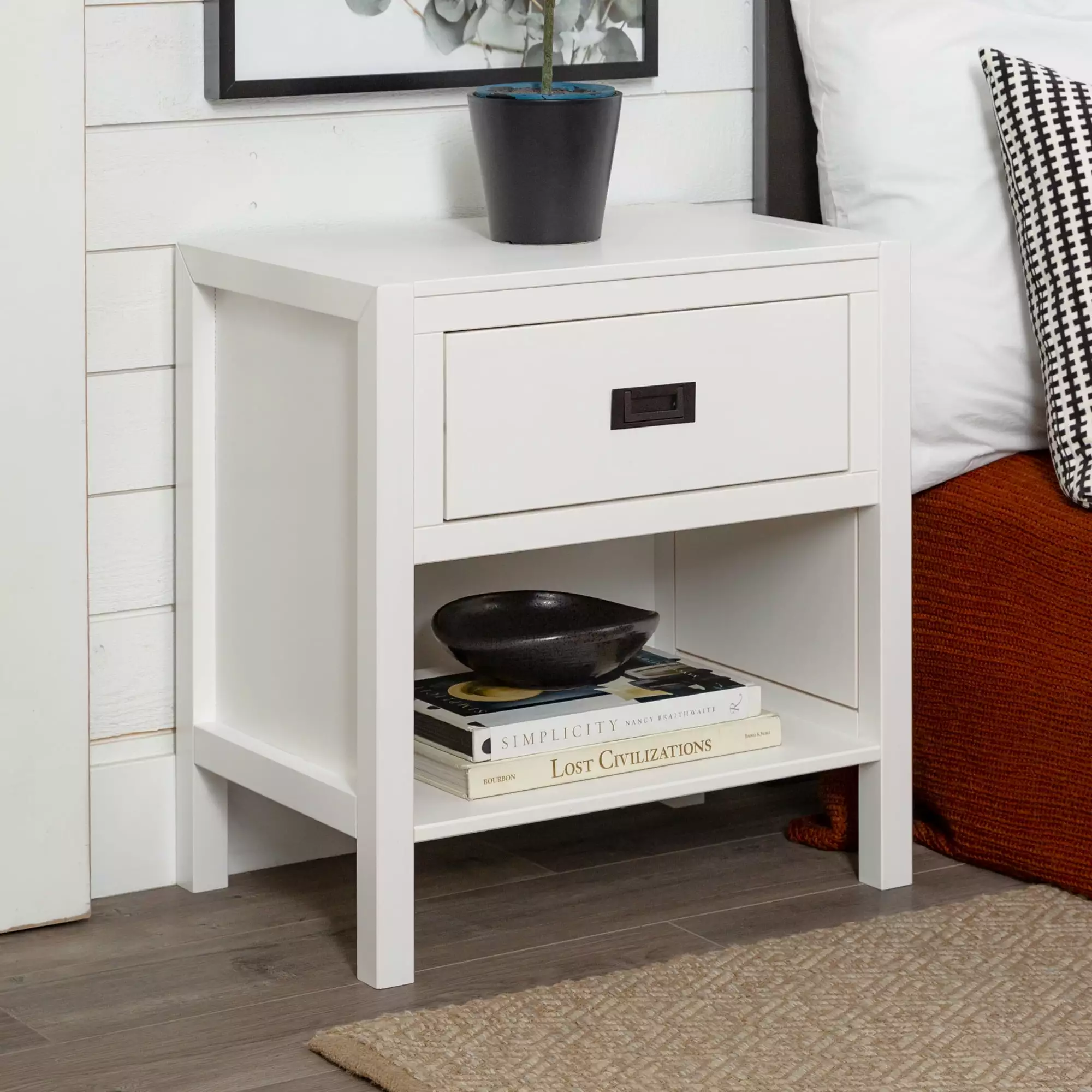 Chateau Lyon Annabelle One Drawer Open Storage End Table White
