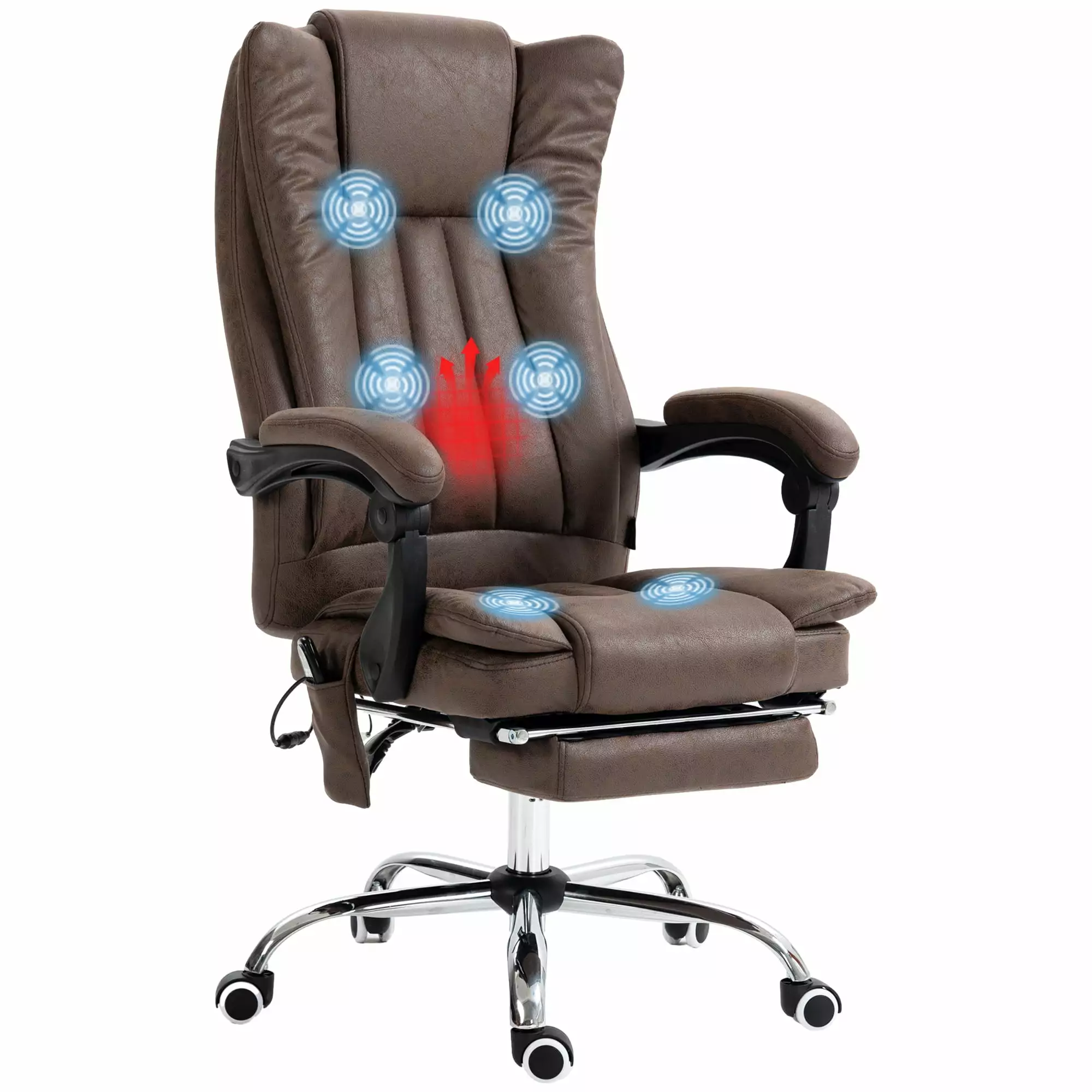 Microfiber Office Chair High Back Computer Chair 6 Point Massage Heat Adjustable Height Footrest CNCJ