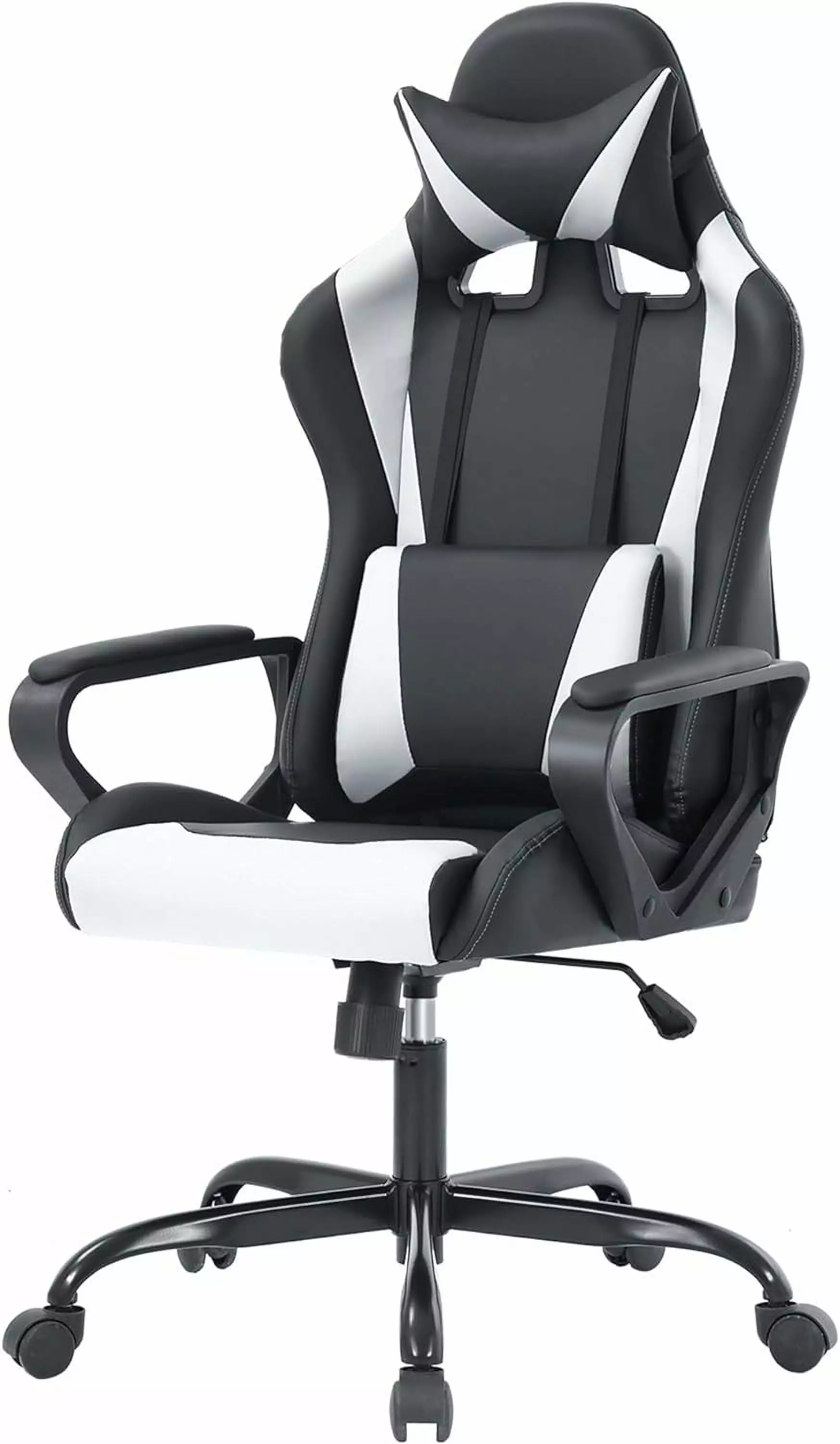Ergonomic Racing Desk Chair Gaming Chair Armrests 360 Swivel & Caster Back Pain Relief White FYB