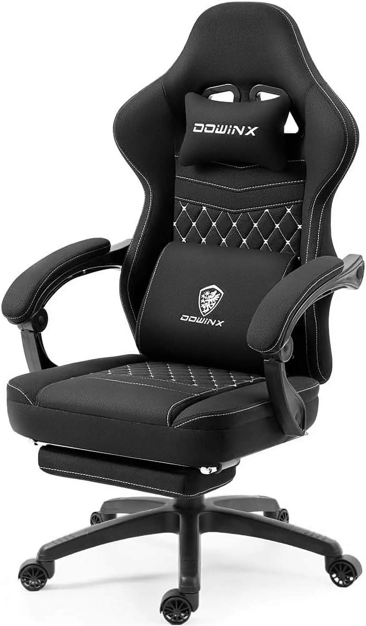 ZHIBING Gaming Chair Breathable Fabric Computer Chair Pocket Spring Cushion Gel Pad Storage Bag Black