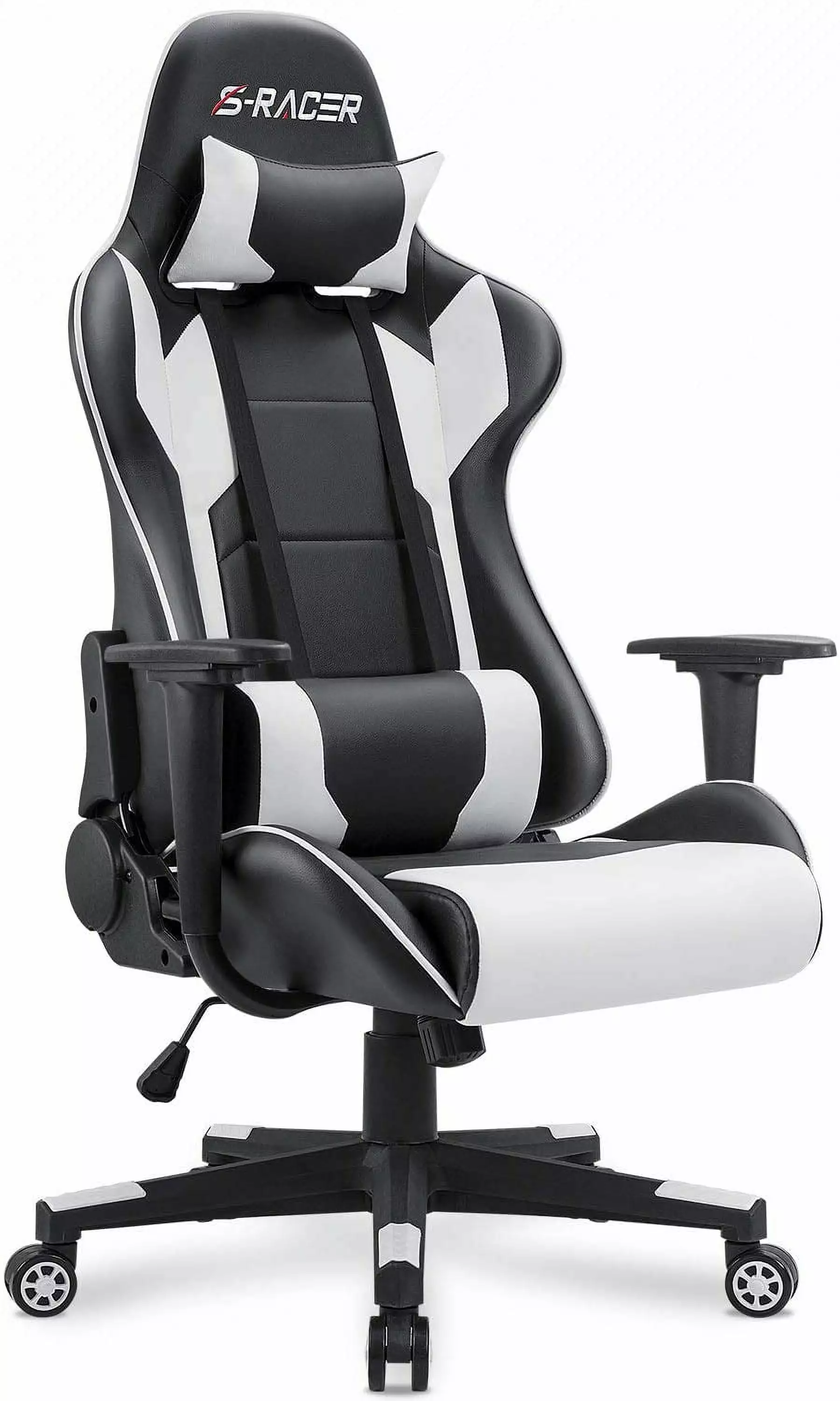 FJU Gaming Chair Office Chair High Back Computer Chair Leather Desk Chair Racing Executive Ergonomic Adjustable Swivel Tas...