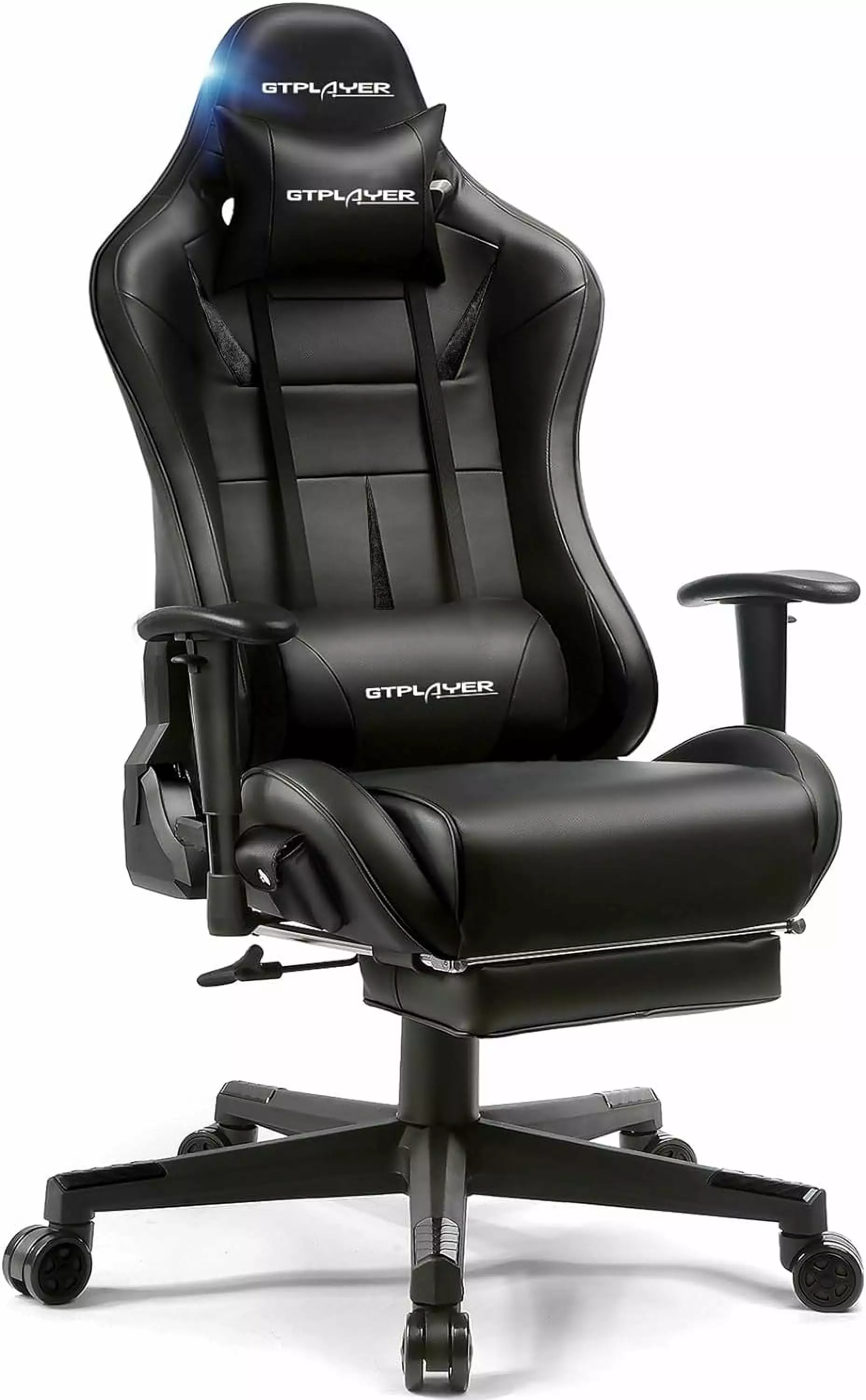 Gaming Chair Bluetooth Speakers Ergonomic Office Desk Chair Footrest Lumbar Support 300lb Max Black LHY