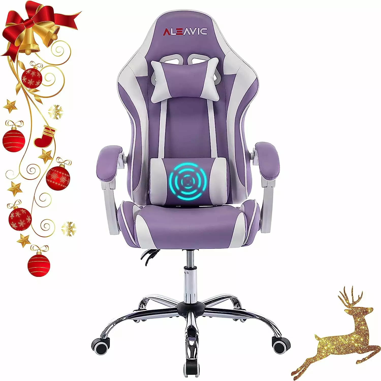 Purple Gaming Chair High Back Ergonomic Adjustable Racing Style PU Leather Adults Computer Gaming Chair Height Adjustable ...