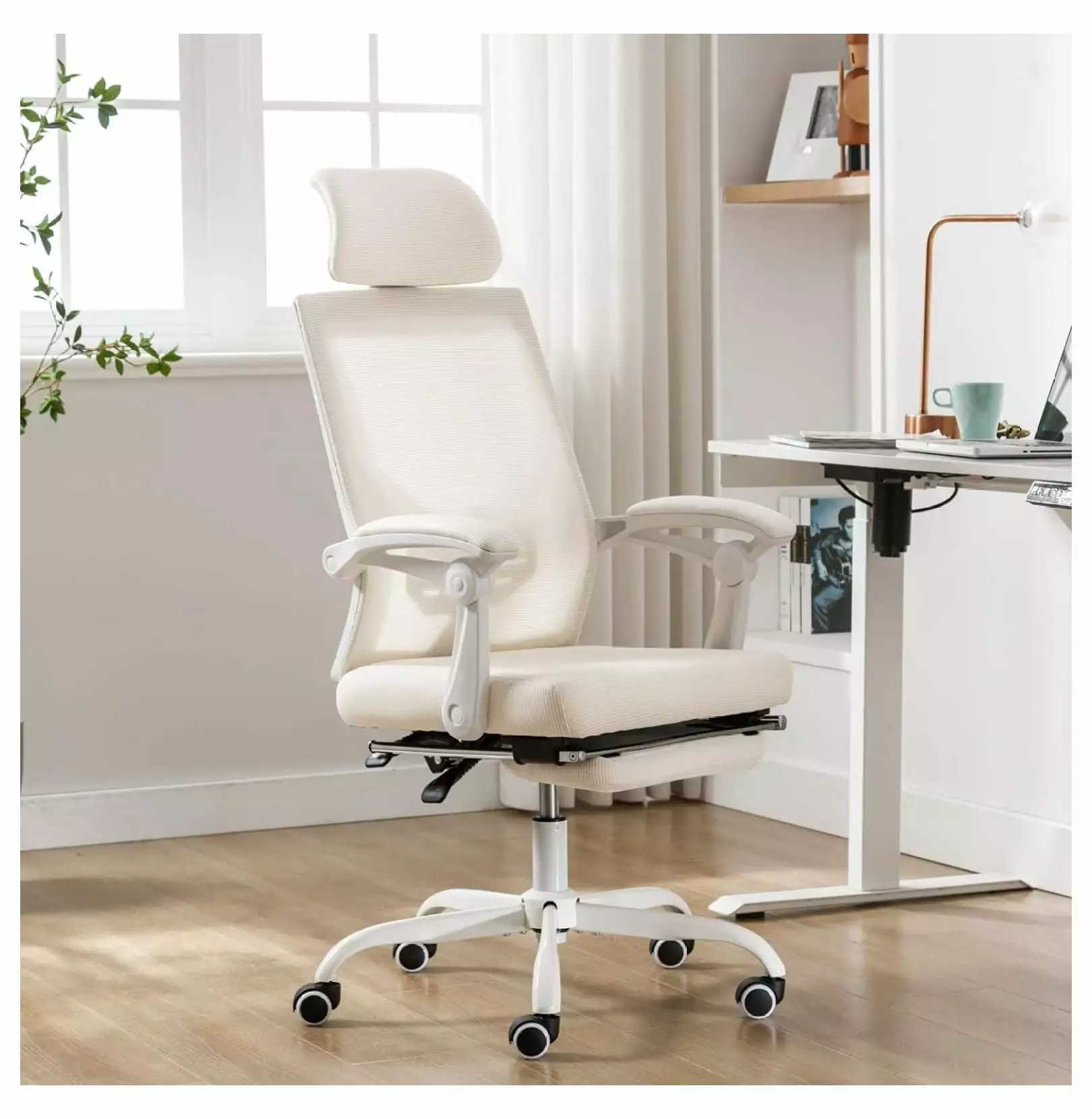 Drevy Mesh Ergonomic Office Chair Footrest Home Office Desk Chair Headrest and Backrest 90-135 Adjustable Computer Executi...