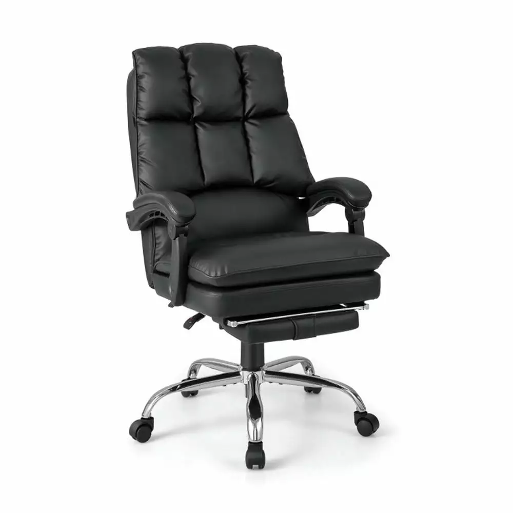 Barara King Office Chair Ergonomic Adjustable Swivel Retractable Footrest Black