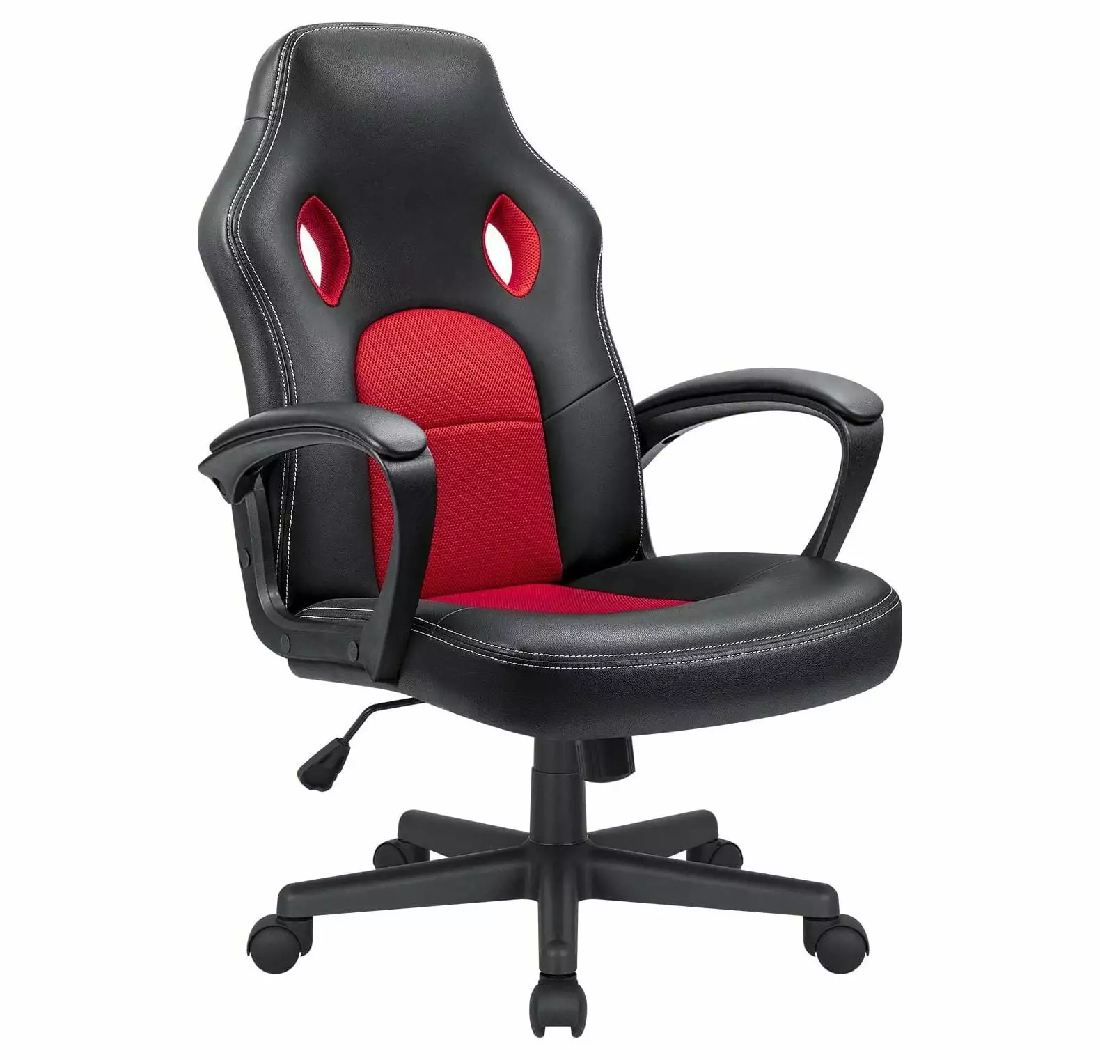 BULYAXIA High Back Leather Office Chair Ergonomic Adjustable Racing Game Desk Executive Task Chair Red
